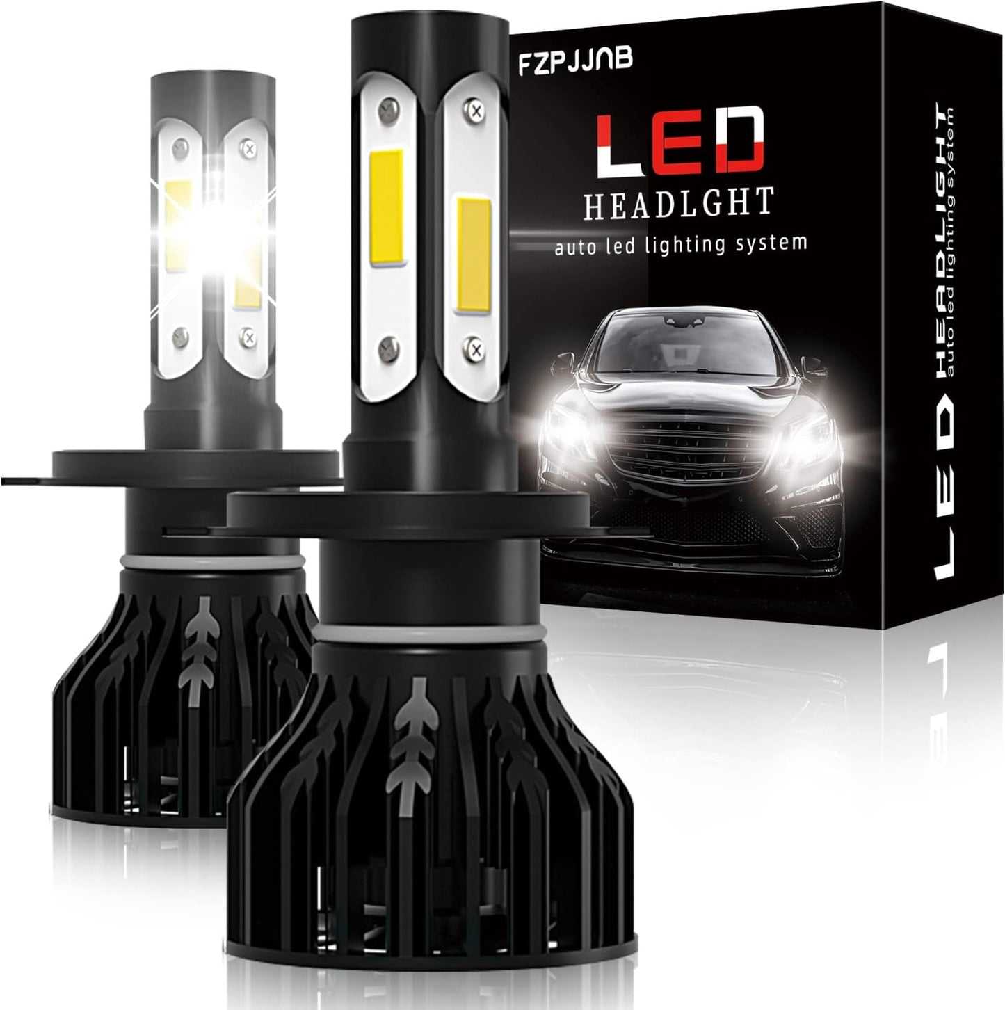Fit for DODGE RAM 1500 2500 3500 (2002-2005) LED Bulbs 9007 High/Low Beam + 9006 LED Fog Light Bulbs Combo, 300% Brightness, 6000K Cool White, IP68 Waterproof Halogen Replacements, 4PCS