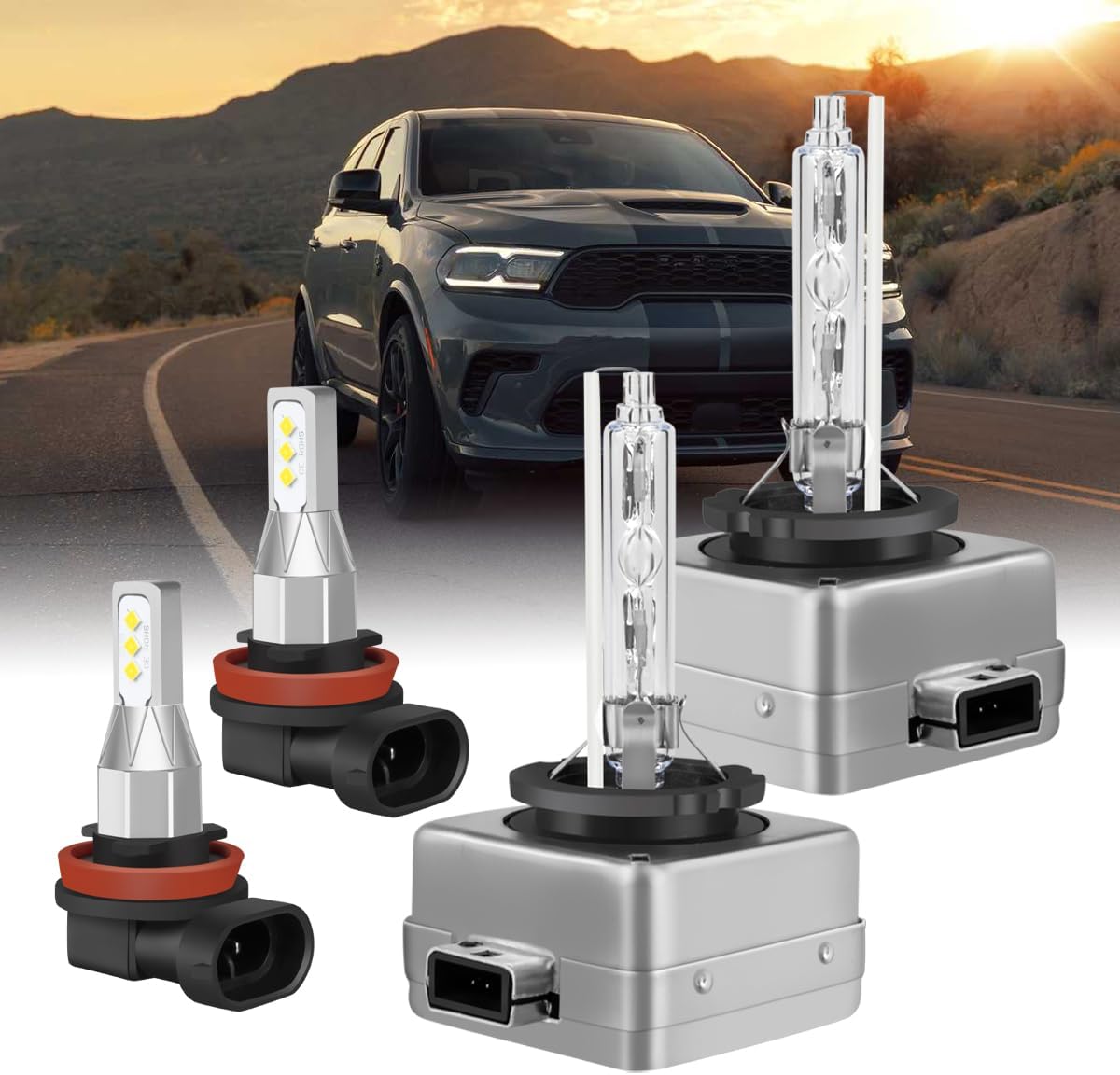 9005 HB3 Hi/Lo Headlight Bulbs+H11 H9 H8 Fog Lights,fit for 【2014-2020】 Dodge Durango,6000K Bright 2,0000LM 75W Halogen Repalcemnt Bulbs,5 Min Plug-N-Play,IP68 Light Bulbs,Pack of 6