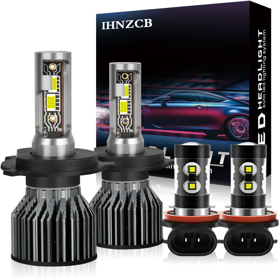 LED Headlight Bulbs Fit For Honda CR-V CRV 2007-2014 Combo H4/9003 High Low Dual Beam LED Headlight + H11/H8 LED Fog Light Bulbs Kit,4pcs led bulbs