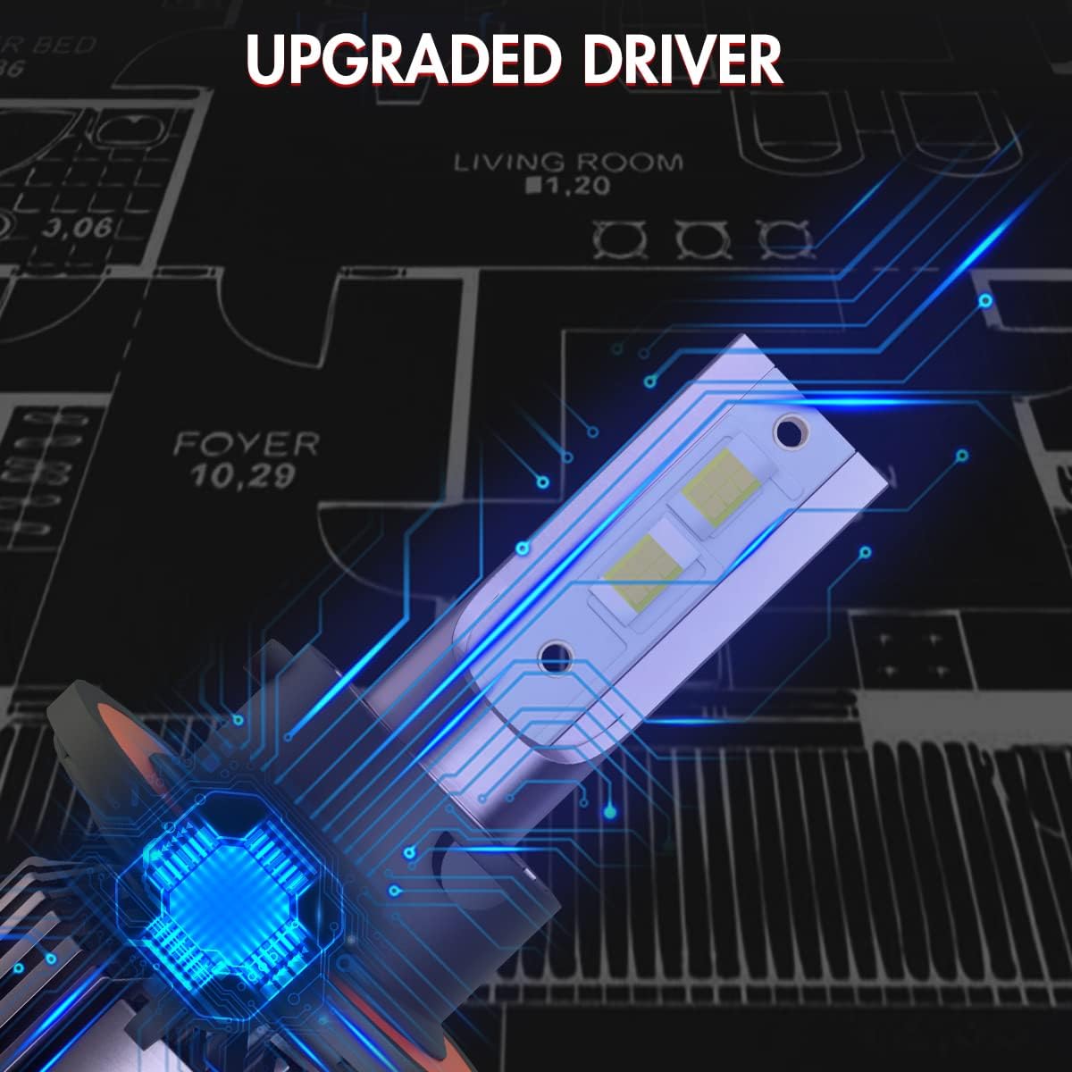 Suitable for Ford F-150(2004-2014) LED Bulbs, 9008/H13 High Low Beam+9145 LED Fog Light Bulbs, 18000LM Brighter 6000K Cool White Automotive Replacement Halogen Bulbs, Pack of 4