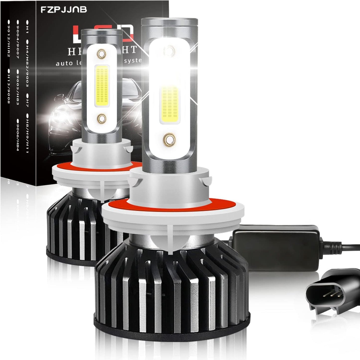 Fit for FORD F-150 (2004-2014) LED Bulbs H13/9008 High/Low Beam + 9145 LED Fog Light Bulbs, 300% Brightness, 6000K Cool White LED Headlamps, IP68 Waterproof, Halogen Replacement Kits, 4PCS