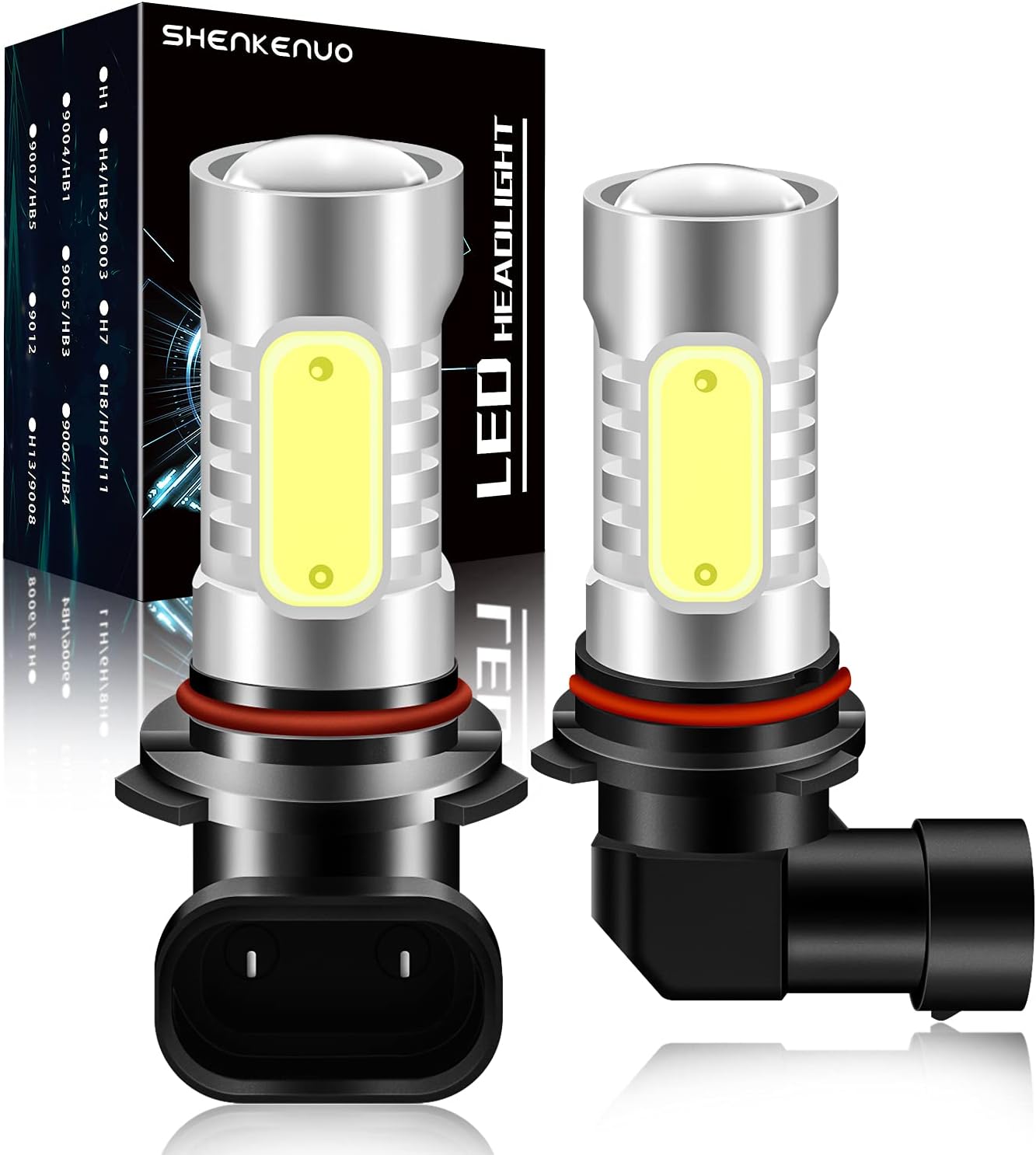 SHENKENUO H10/9145 LED Fog Light Bulbs, 6000K Cool White 9140/9045/9040 COB Chips, 360-degree Illumination,IP68 Waterproof ,Pack of 2