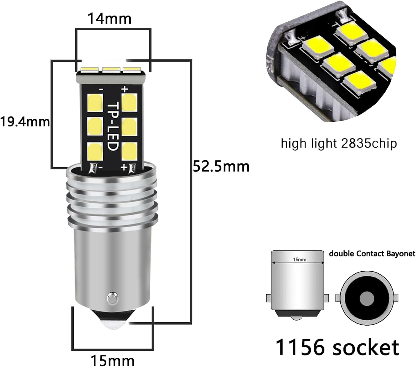 1156/7506 Headlight Bulbs Fit for Riding Lawn Tractor Riding Lawn Mower Snow Deere Cub,Xenon White 6000K 10000LM 25W LED Bulbs Combo,Plug N Plug LED Headlight Bulbs,IP68,2PCS