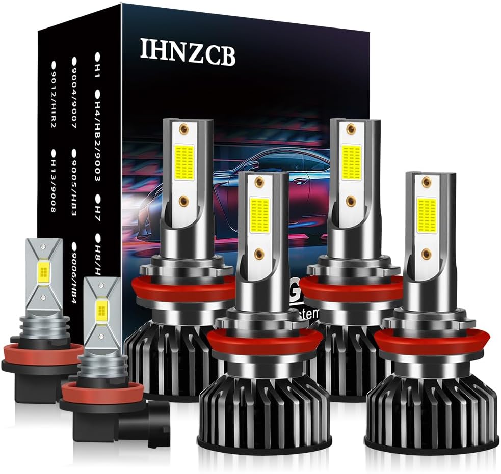Fit for Chevrolet Silverado 1500(2007-2015) Chevy Silverado 2500 HD 3500 HD(2007-2019) Combo 9005 High Beam H11 Low Beam LED Headlight + 5202/H16 Fog Light Bulbs Kits,6000K Super Brighter