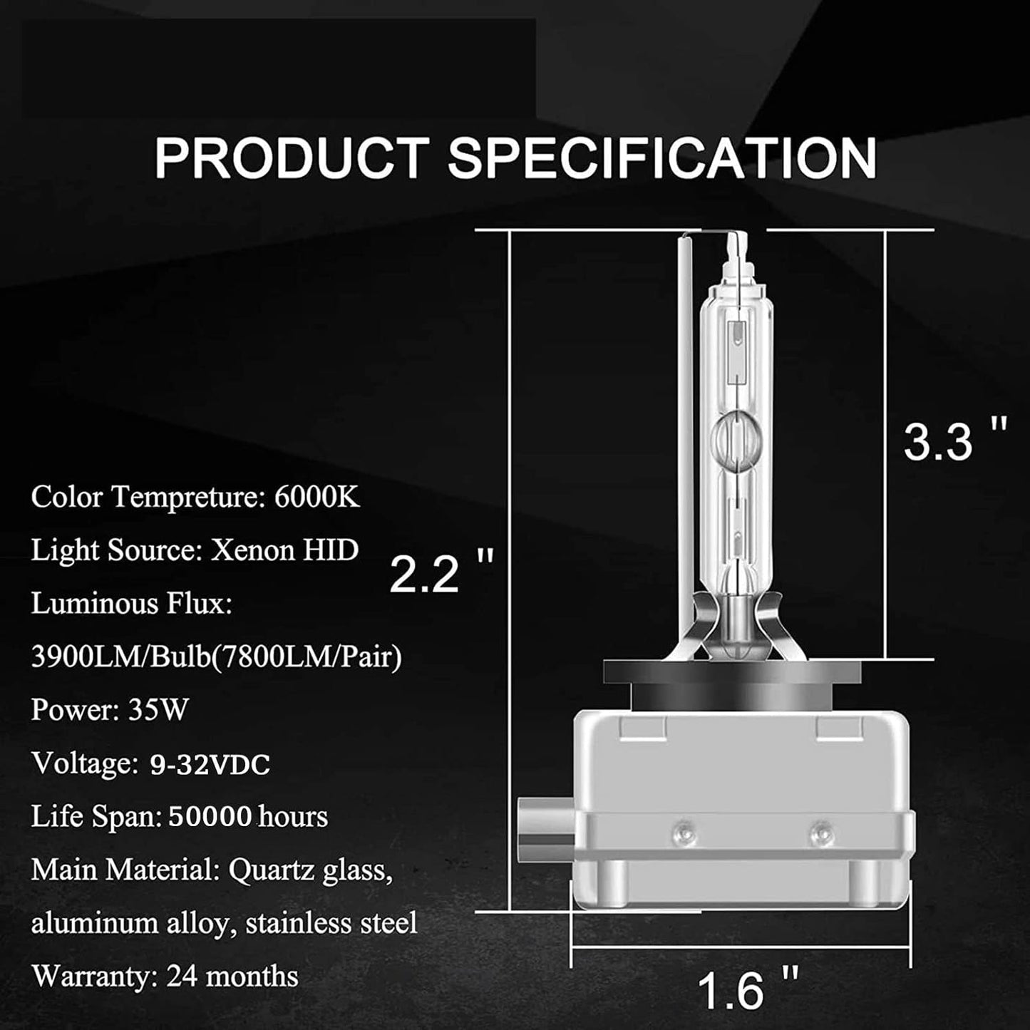 Fit for Cadillac DTS 2006-2011 6000K D1S HID Headlight Bulbs 35W Plug N Play D1S HID Headlight Bulb High/Low Beam, Pack of 2