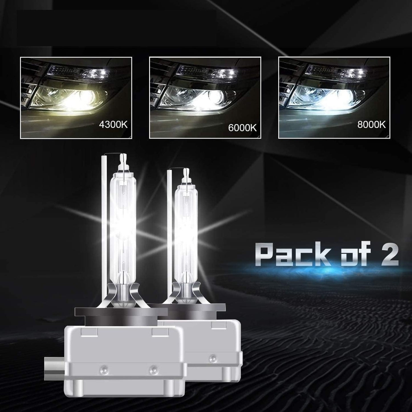 Fit for Cadillac DTS 2006-2011 6000K D1S HID Headlight Bulbs 35W Plug N Play D1S HID Headlight Bulb High/Low Beam, Pack of 2