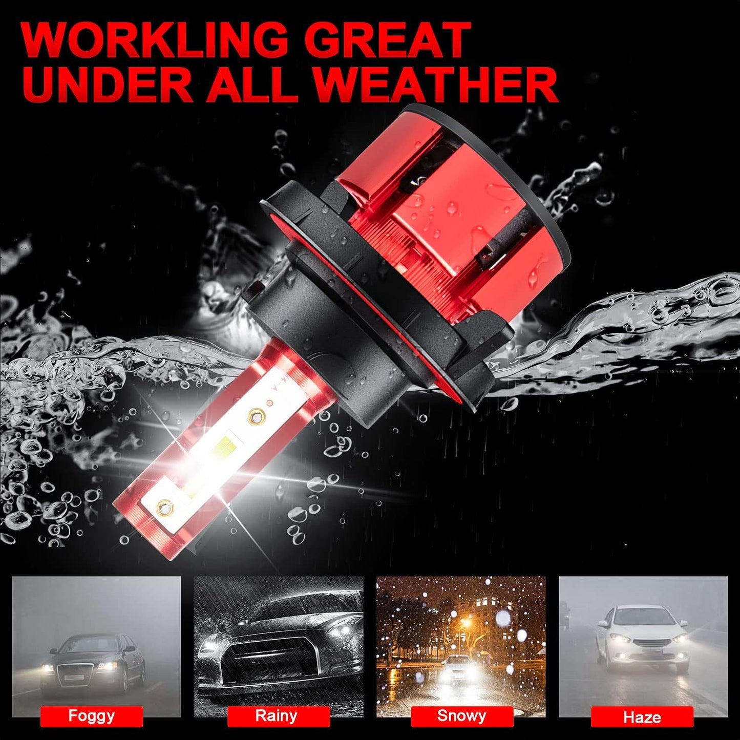 Fit For Ford Escape 2008-2012 LED Headlight Bulbs, H13 LED Headlight Bulbs High&Low Dual Beam+5202 LED Fog Light Bulbs, 36000LM 6500K White 500% Super Bright H13 LED Headlights, 4pcs