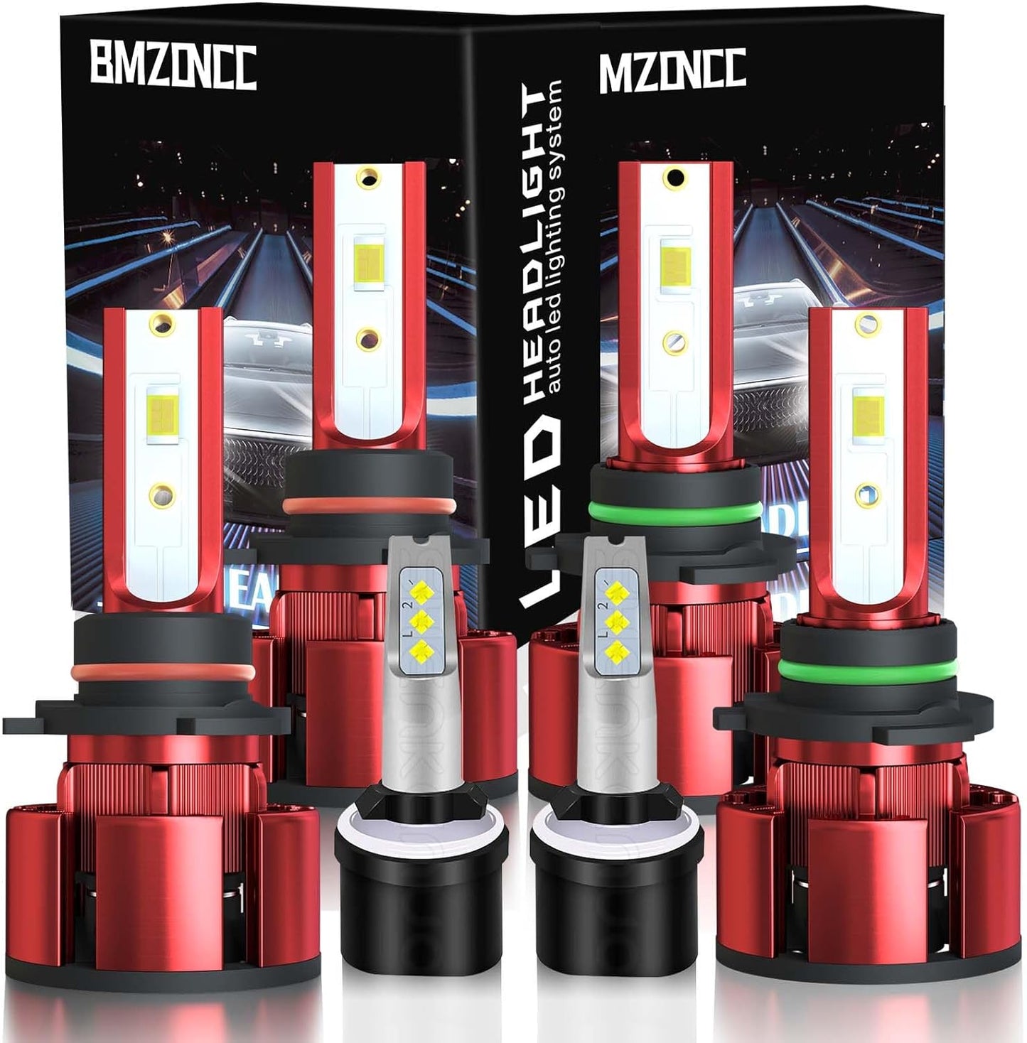 Fit For GMC Yukon XL (2007-2014) LED Bulbs, H13 High/Low Beam Led Bulbs+5202 Led Fog Light Bulbs With 6000K Cool White, IP68 Waterproof Plug and Play, 4PCS