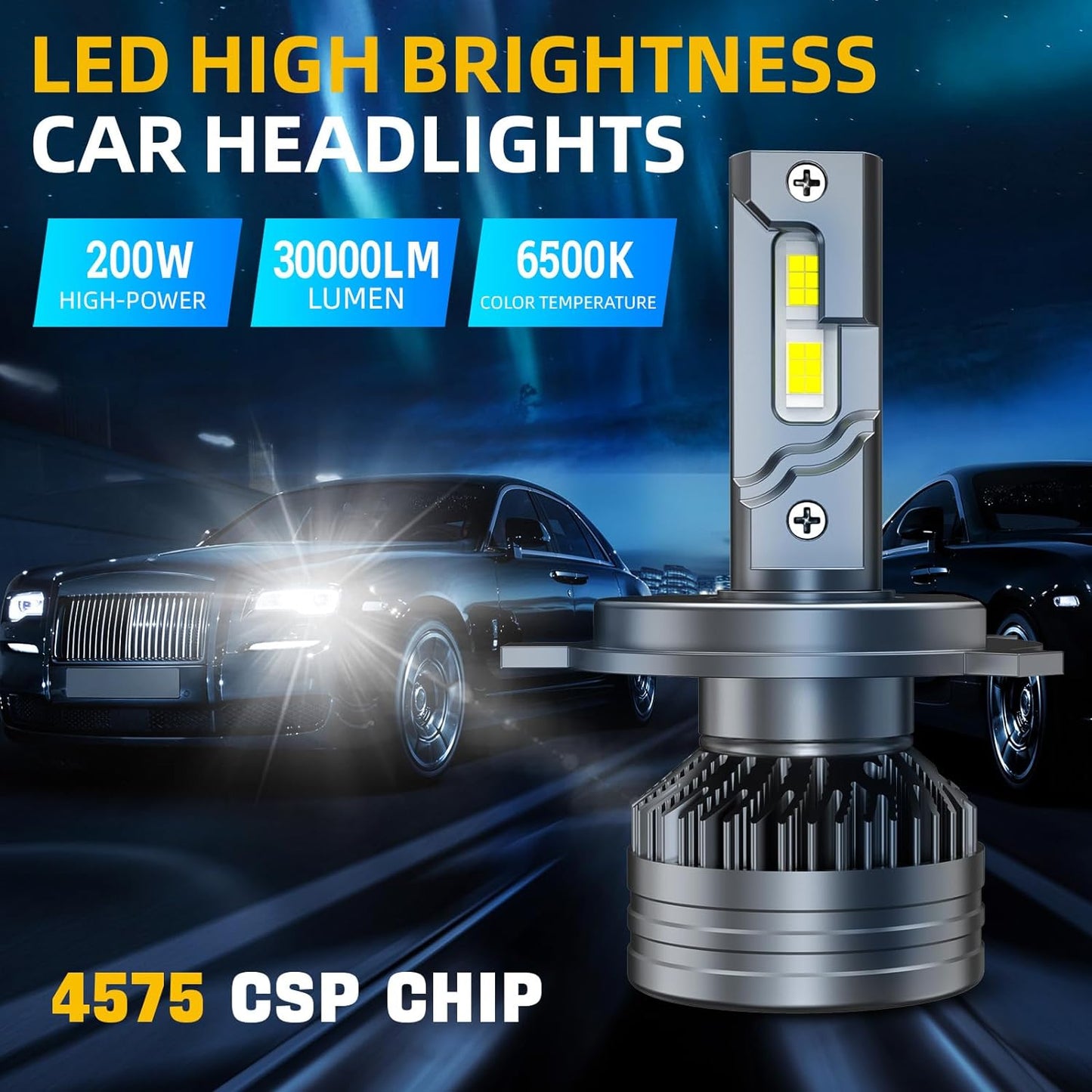 Fit (2005-2011) for TOYOTA TACOMA LED Headlight Bulbs,9003/H4 High Low Dual Beam+9145/9140/9005 fog light Led Bulbs 600% Brightness 200W 30000LM 6500K Cool White 4PCS