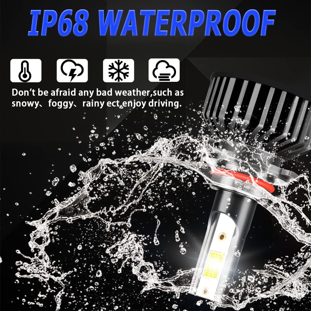9005 HB3 Hi/Lo Headlight Bulbs+H11 H9 H8 Fog Lights,fit for 【2014-2020】 Dodge Durango,6000K Bright 2,0000LM 75W Halogen Repalcemnt Bulbs,5 Min Plug-N-Play,IP68 Light Bulbs,Pack of 6