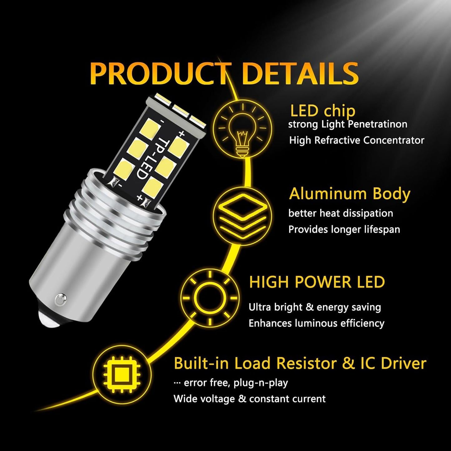 1156/7506 Headlight Bulbs Fit for Riding Lawn Tractor Riding Lawn Mower Snow Deere Cub,Xenon White 6000K 10000LM 25W LED Bulbs Combo,Plug N Plug LED Headlight Bulbs,IP68,2PCS