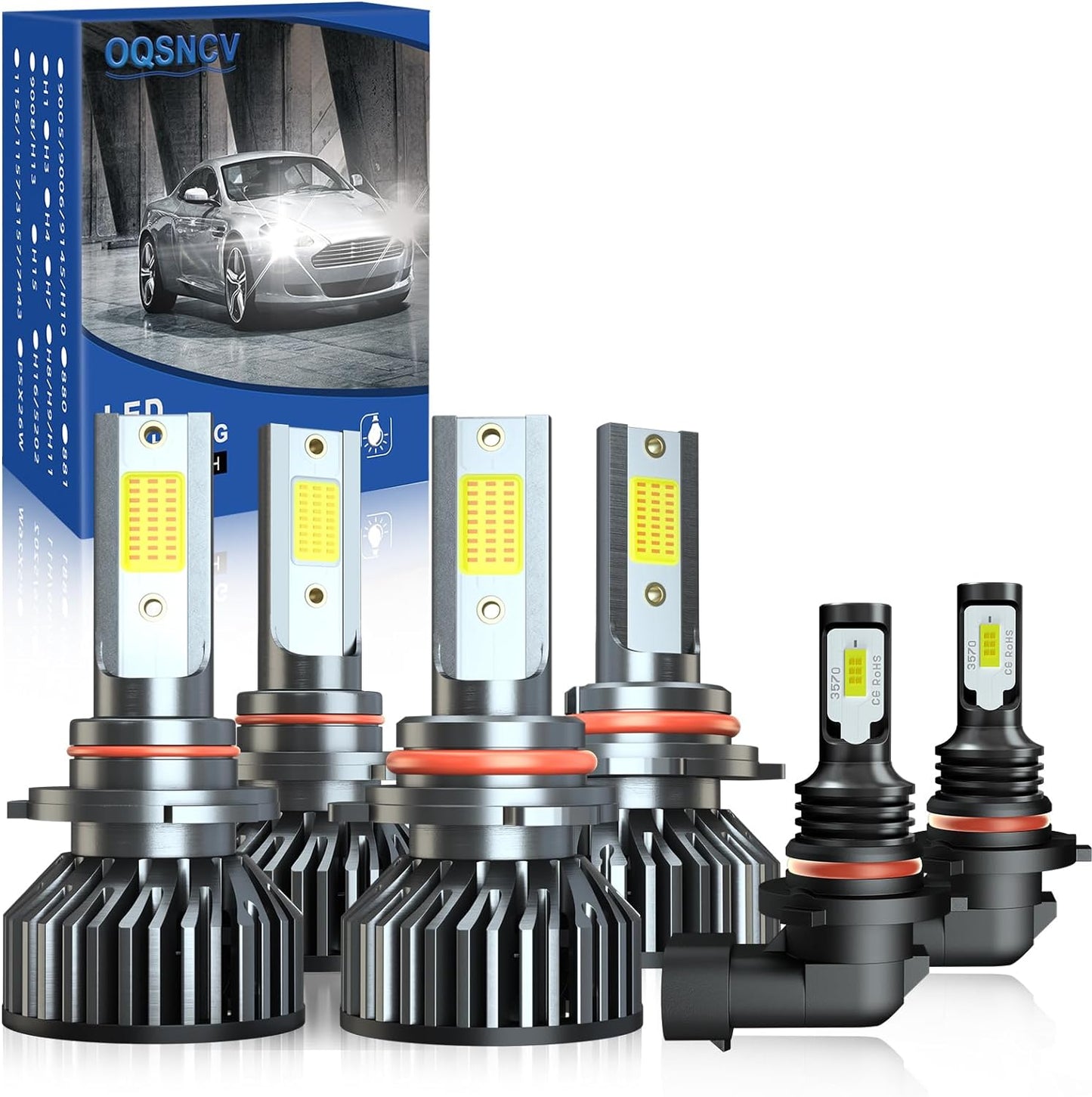Fit For DODGE RAM 1500 2500 3500 2009-2012 4-Headlamps LED Bulbs, 9005+H11 High/Low Beam+9145 Led Fog Light Bulbs, 60W 28000LM 6000K White Super Bright, Pack of 6