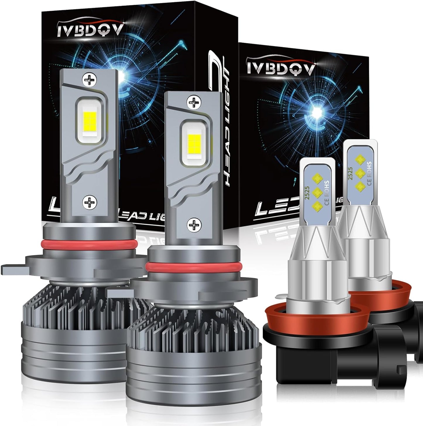 Fit (2001-2005) for TOYOTA RAV4 LED Headlight Bulbs,9003/H4 High Low Dual Beam+9006/9005/9145 fog light Led Bulbs 600% Brightness 200W 30000LM 6500K Cool White 4PCS