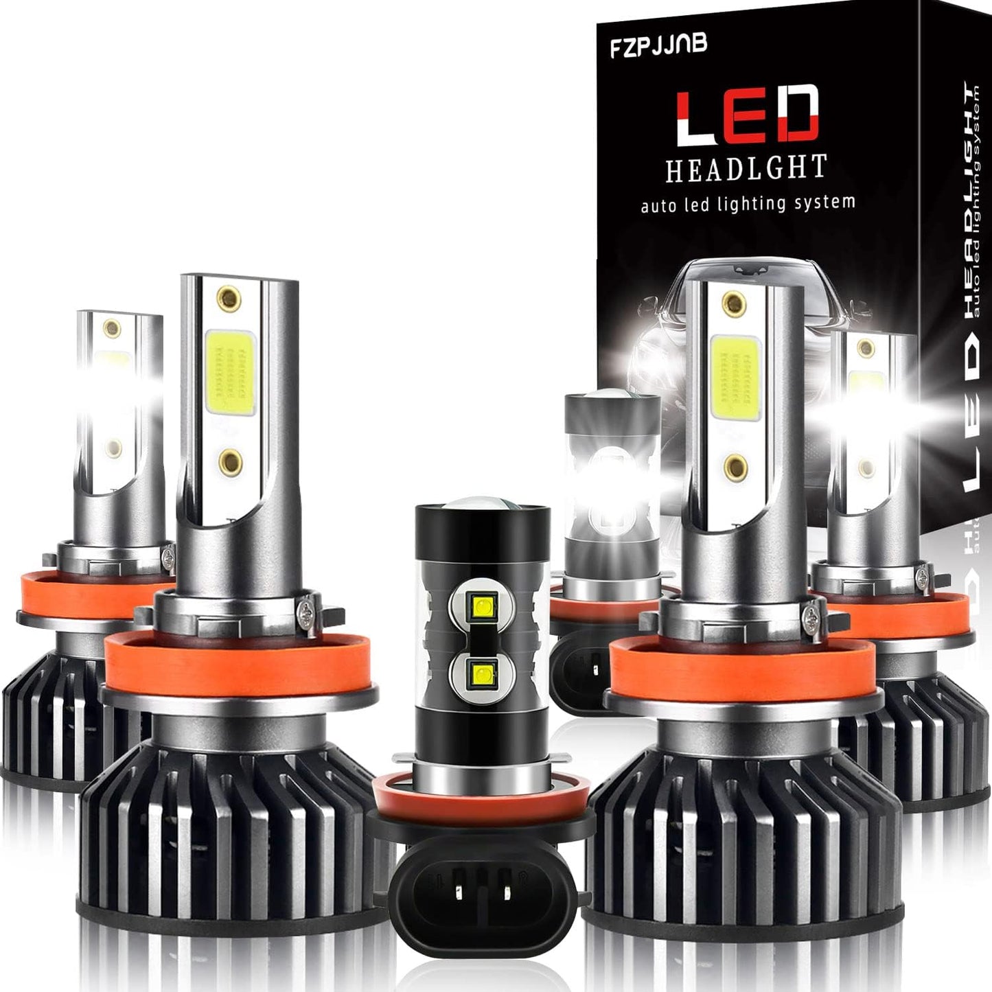 Fit for DODGE RAM 1500 2500 3500 (2002-2005) LED Bulbs 9007 High/Low Beam + 9006 LED Fog Light Bulbs Combo, 300% Brightness, 6000K Cool White, IP68 Waterproof Halogen Replacements, 4PCS