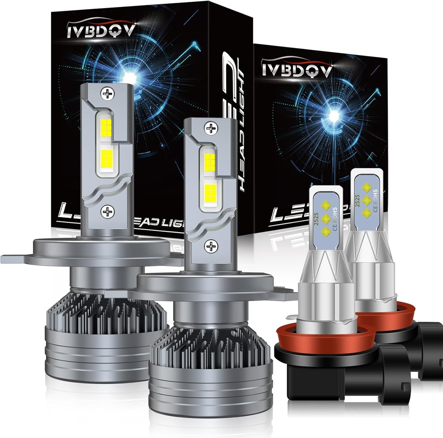 Fit (2005-2011) for TOYOTA TACOMA LED Headlight Bulbs,9003/H4 High Low Dual Beam+9145/9140/9005 fog light Led Bulbs 600% Brightness 200W 30000LM 6500K Cool White 4PCS