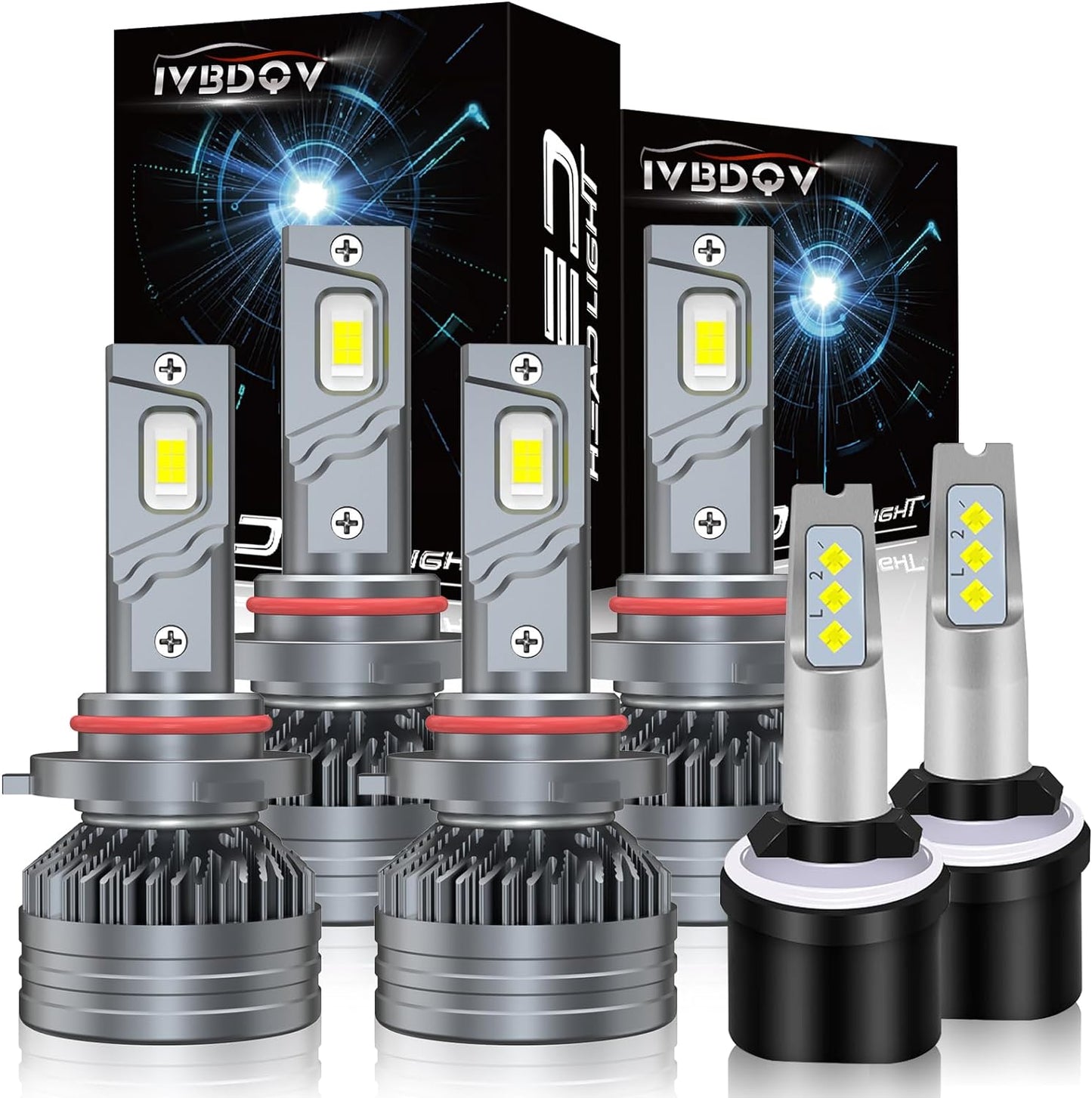 Fit 2007-2015 for CHEVROLET CHEVY SILVERADO 1500 LED Headlight Bulbs,9005/HB3 High Beam+H11/H9 Low Beam+5202/H8/H16 fog light Led Bulbs 600% Brightness 200W 30000LM 6500K Cool White 6PCS