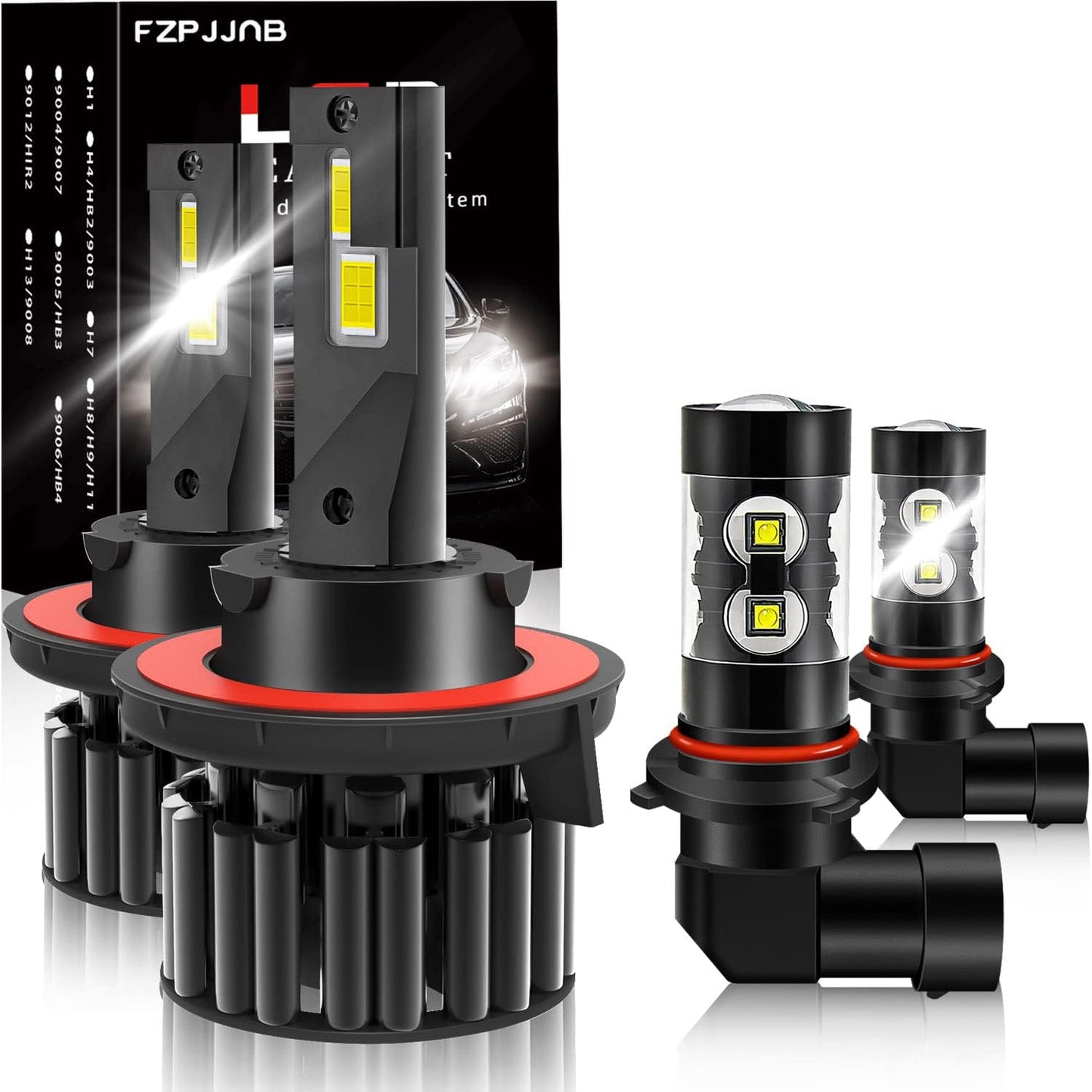 Fit for FORD F-250/F-350/F-450/F-550 (2005-2020) 9008/H13+9008/H13 High/Low Beam LED Bulbs+9145 LED Fog Light Bulbs Combo,500% Brightness IP68 Waterproof Halogen Replacements,6500K Cool White,6 PCS