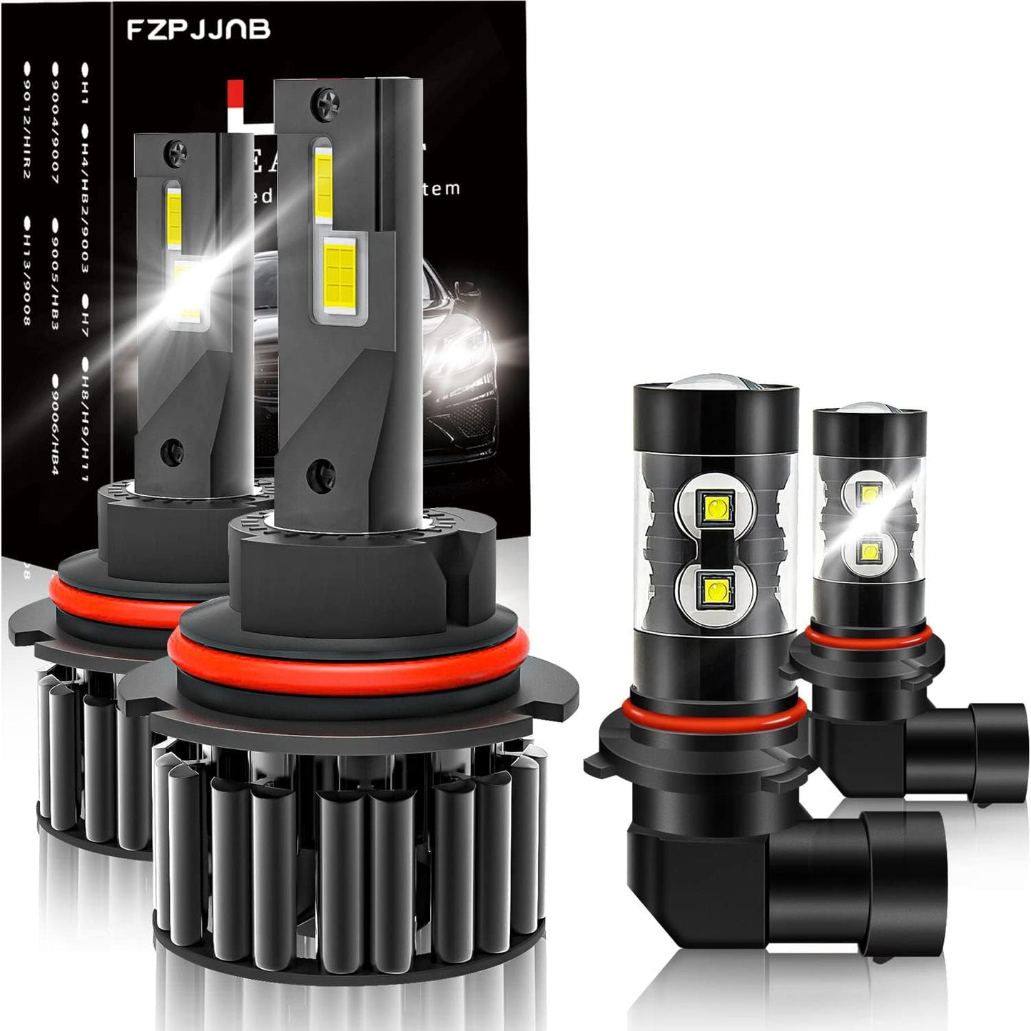 Fit for FORD F-250/F-350/F-450/F-550 (2005-2020) 9008/H13+9008/H13 High/Low Beam LED Bulbs+9145 LED Fog Light Bulbs Combo,500% Brightness IP68 Waterproof Halogen Replacements,6500K Cool White,6 PCS