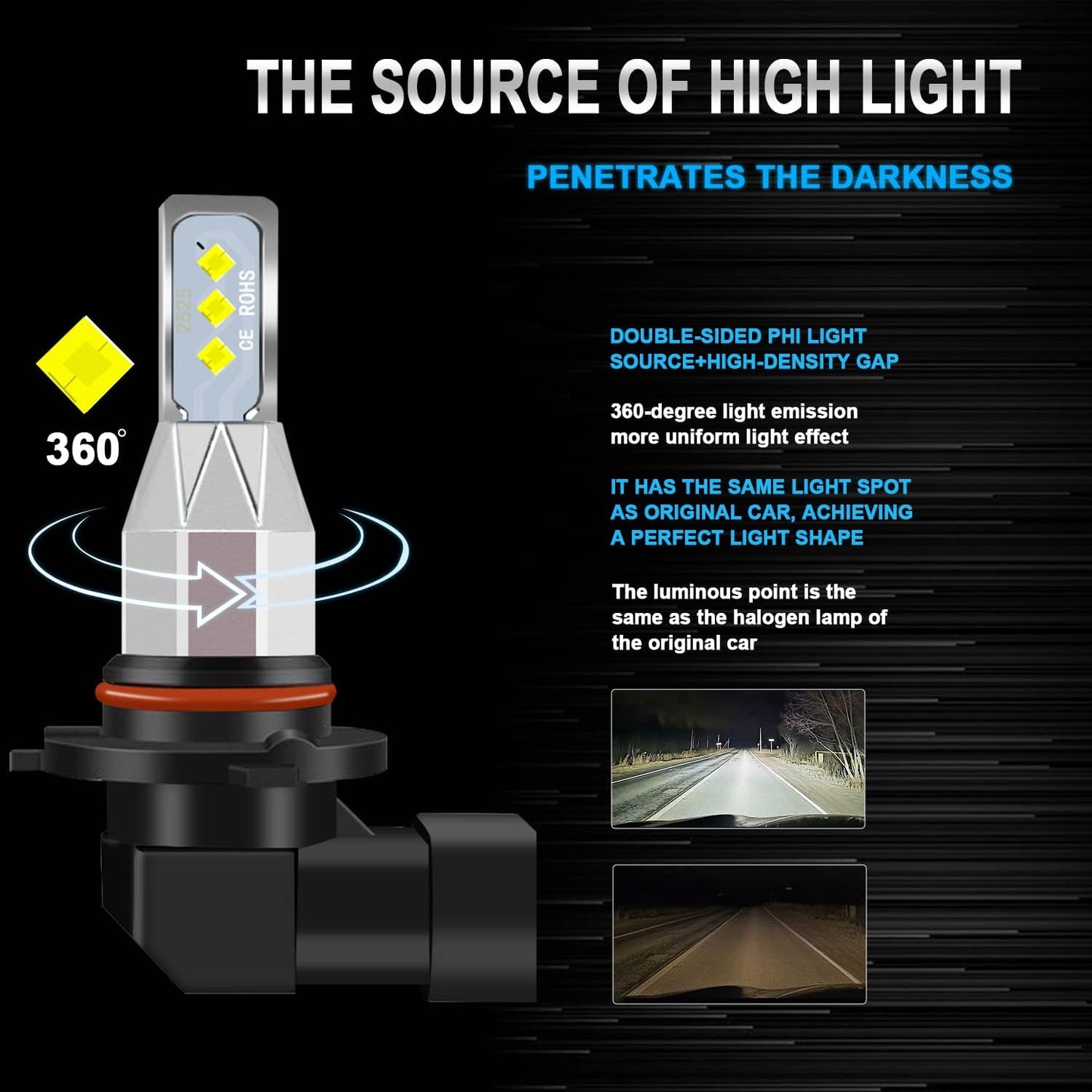 Fit For Cadillac Escalade 2007-2014 Headlight Bulbs, D1S Hid Headlight Bulb+9145/H10 LED Fog Light Bulbs, Xenon HID Headlight 6500K 36000LM High Low Beam, 4pcs Super Bright D1S Hid Headlights