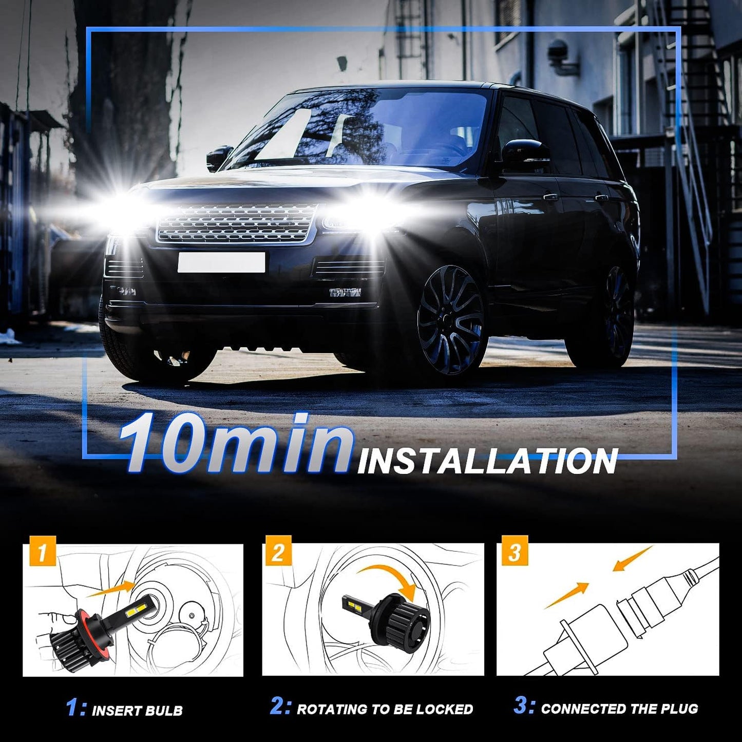 Fit for FORD F-250/F-350/F-450/F-550 (2005-2020) 9008/H13+9008/H13 High/Low Beam LED Bulbs+9145 LED Fog Light Bulbs Combo,500% Brightness IP68 Waterproof Halogen Replacements,6500K Cool White,6 PCS