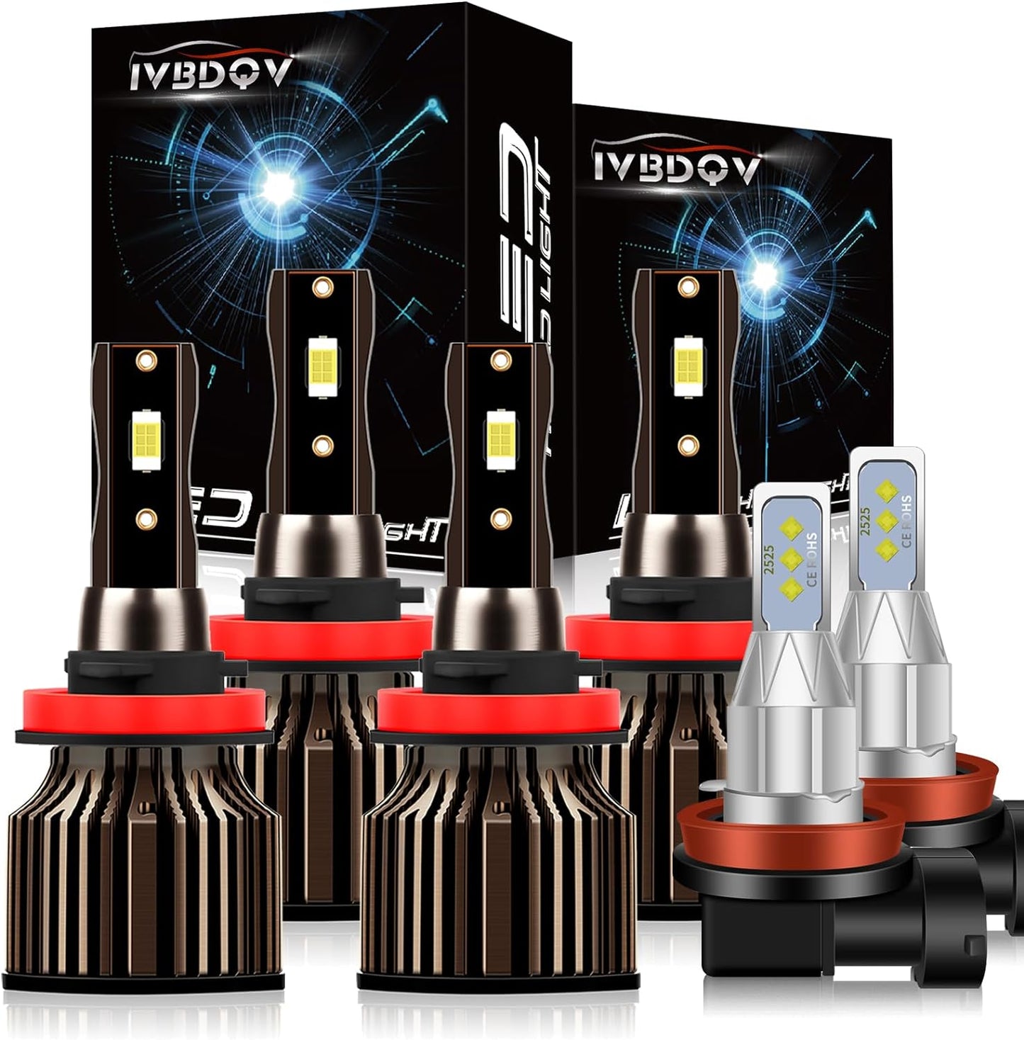 Fit (2012-2015) for TOYOTA TACOMA LED Headlight Bulbs,9003/H4 High Low Dual Beam+H11/H8/H16 Fog Light Led Headlight Bulbs 500% Brightness 80W 36000LM 6500K Cool White 4PCS