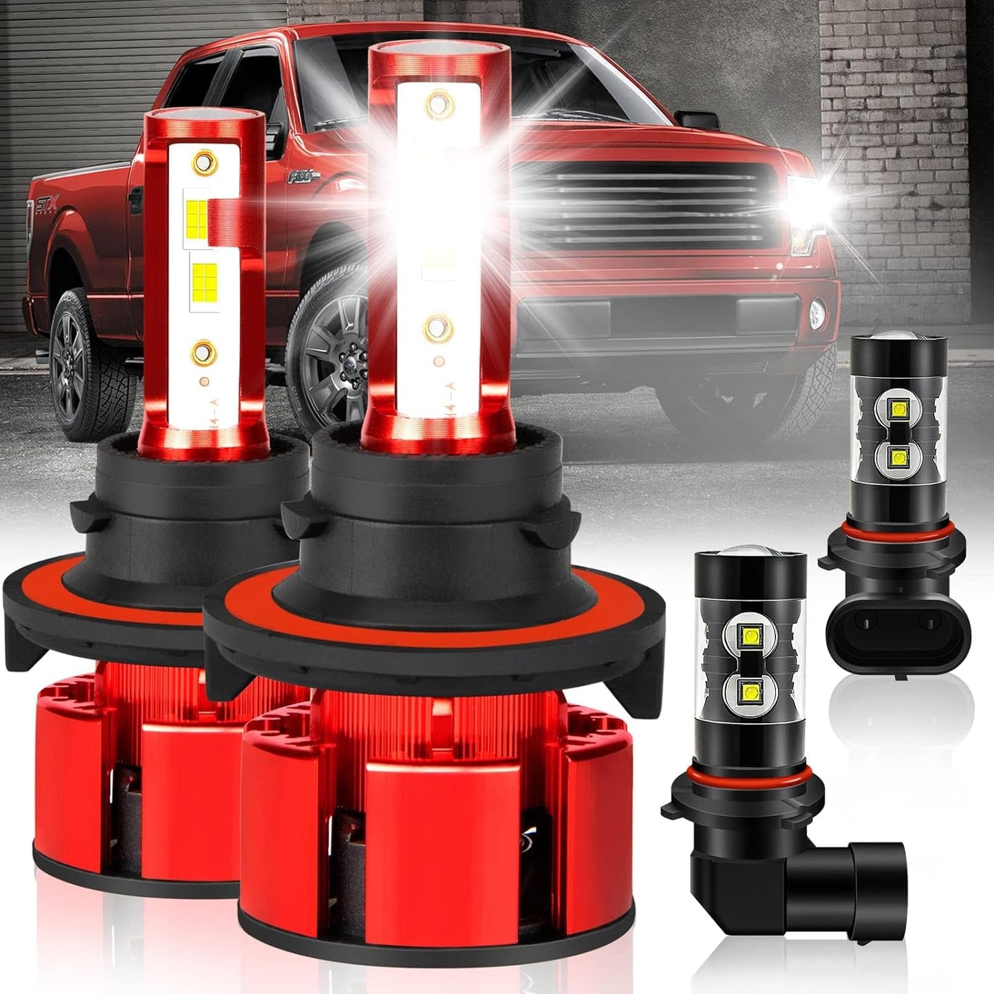 Fit for Ford Expedition 2007-2014 Led Lights, 500% Brightness H13 Light Bulbs High&Low Beam+9145 LED Fog Lights,6500K White 36000LM H13 9145 Led Light Bulb, 4Pcs H13 9145 Led Bulbs