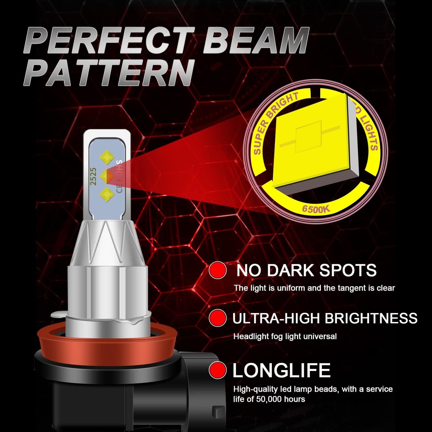Fit For Ford Escape 2017-2019 LED Headlight Bulbs with Projector, H11 9005 LED Headlight Bulbs High&Low Beam+H11 LED Fog Light bulbs, 6500K 500% Super Bright H11 9005 LED Headlights, 6pcs
