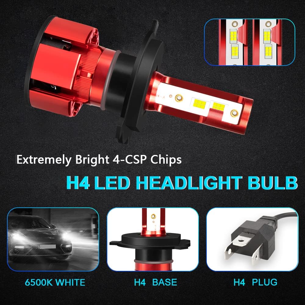 Fit For Ford Focus 2000-2004 Led Headlights, H4/9003 led Headlight Bulbs High Low Beam, 6500K White 36000LM 500% Surper Bright H4/9003 Led Bulbs, 2 PCS