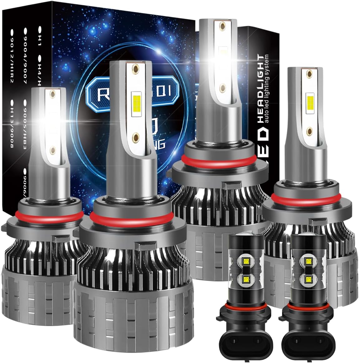 Fit for 2014-2015 GMC SIERRA 1500 2500 3500,9012/HIR2 Headlight Bulbs+5202/PS24W Fog Lights,Dedicated Bulbs,6000K Xenon 3,0000LM Light Bulbs,Halogen Replace,1:1 Size,IP68,Pack of 4