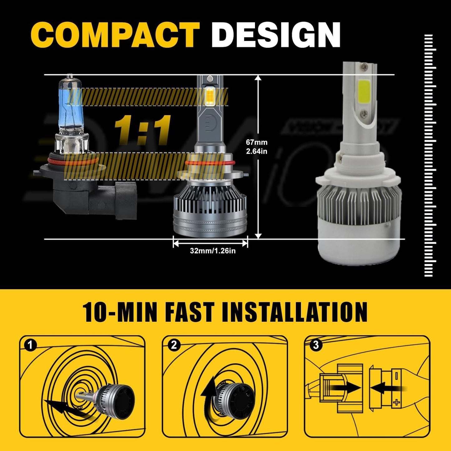 Fit for FORD EXPEDITION(2019-2020) headlights 9005/HB3 High Beam+H11/H9 Low Beam+9145/9140/9005 Fog Light Headlight Bulbs,600% Brightness 110W 30000LM Cool White 6PCS