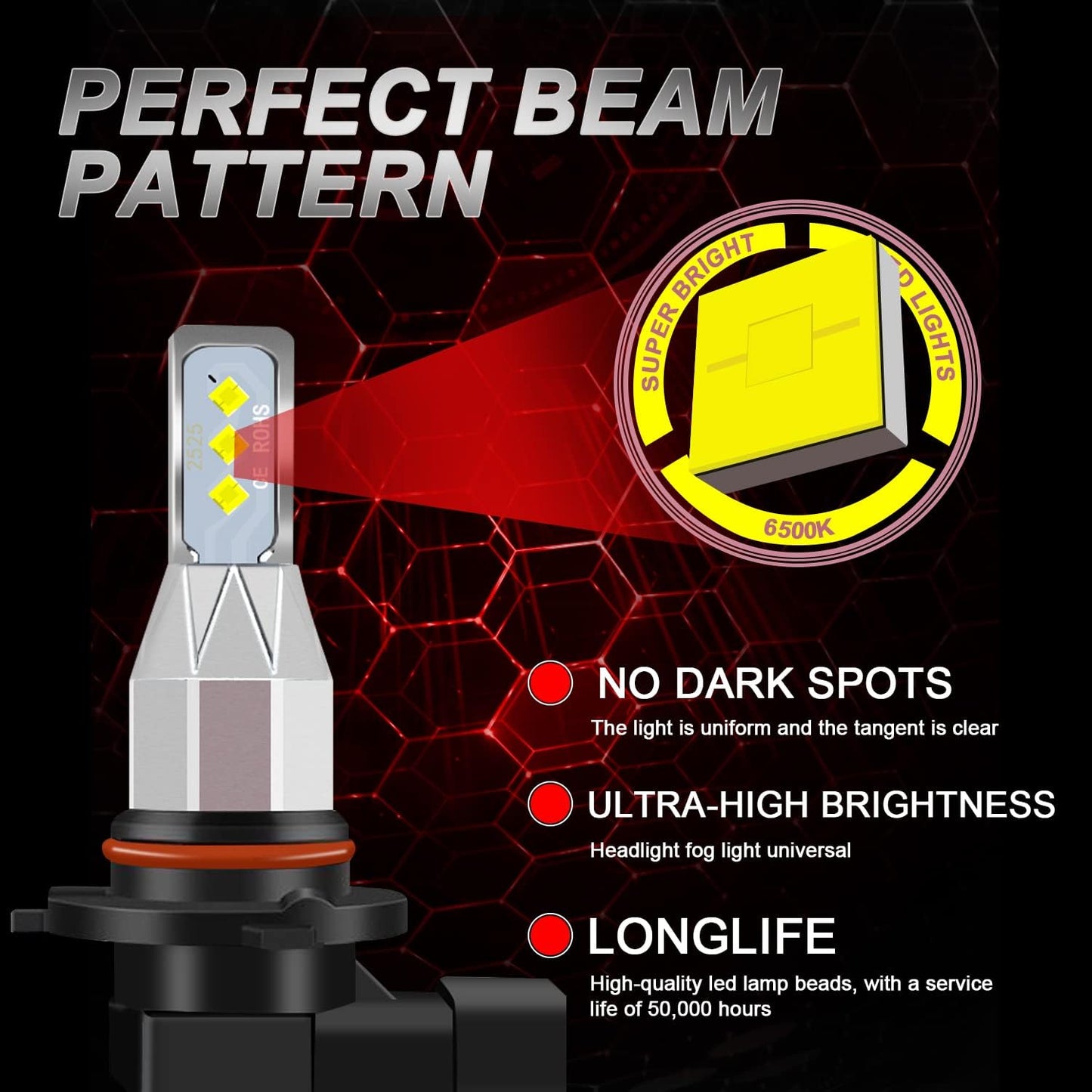 Fit For Chevy Avalanche 1500 2500 2002-2005 Led Headlight Bulbs, 9005 9006 Led Headlights Hi&Lo Beam+9145 led Fog Lights, 500% Brighter 6PCS 9005 9006 9145 Light Bulbs