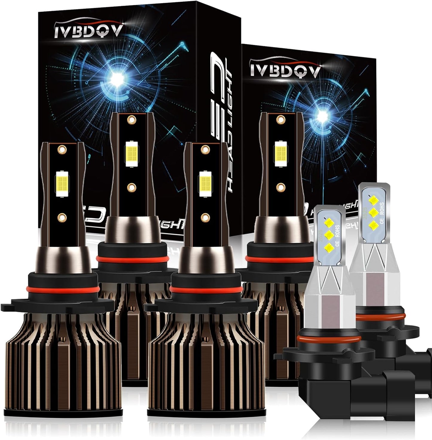 Fit (1999-2002) for CHEVROLET CHEVY SILVERADO 1500 LED Headlight Bulbs,9005/HB3 High Beam+9006/HB4 Low Beam+880 Fog Light Led Headlight Bulbs 500% Brightness 80W 36000LM 6500K Cool White 6PCS