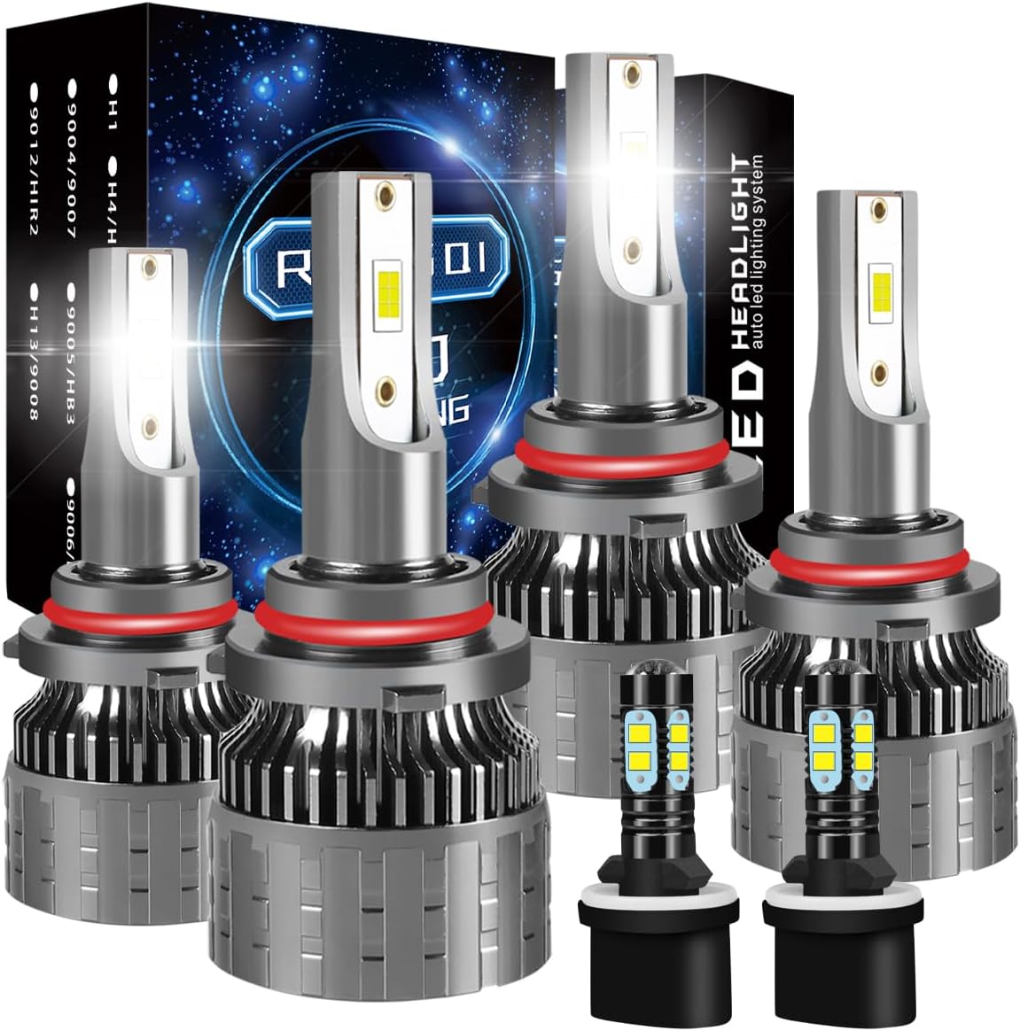 Fit for 2014-2015 GMC SIERRA 1500 2500 3500,9012/HIR2 Headlight Bulbs+5202/PS24W Fog Lights,Dedicated Bulbs,6000K Xenon 3,0000LM Light Bulbs,Halogen Replace,1:1 Size,IP68,Pack of 4