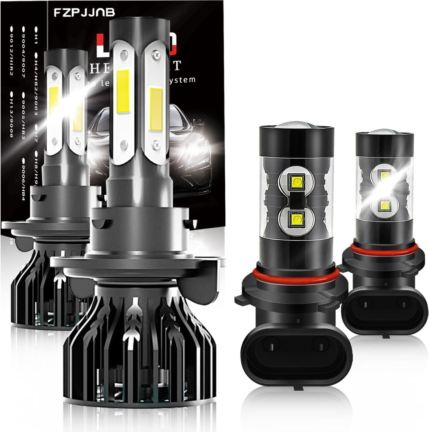 Fit for FORD F-250/F-350/F-450/F-550 (2005-2020) 9008/H13+9008/H13 High/Low Beam LED Bulbs+9145 LED Fog Light Bulbs Combo,500% Brightness IP68 Waterproof Halogen Replacements,6500K Cool White,6 PCS