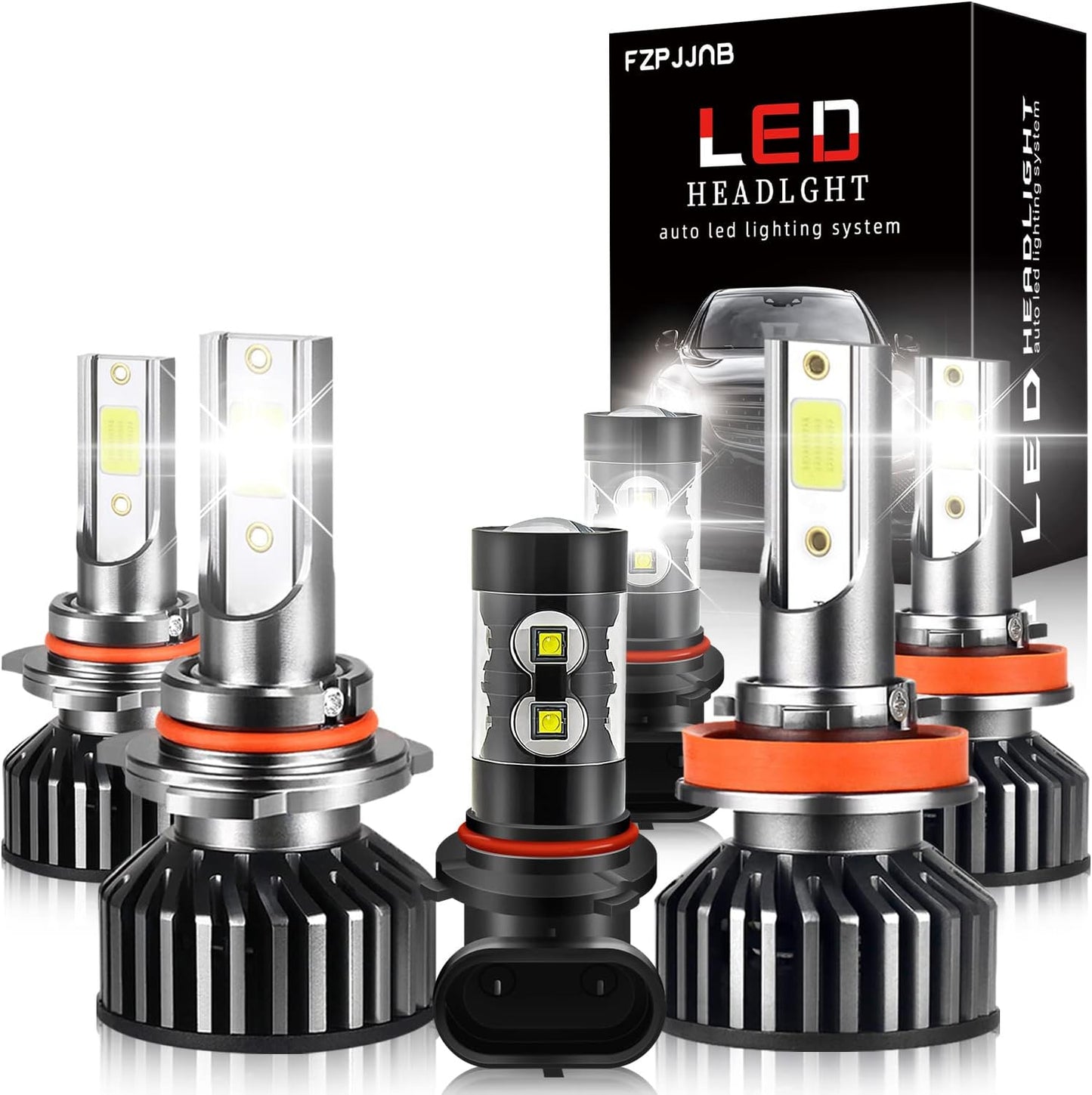 Fit for FORD F-150 (2004-2014) LED Bulbs H13/9008 High/Low Beam + 9145 LED Fog Light Bulbs, 300% Brightness, 6000K Cool White LED Headlamps, IP68 Waterproof, Halogen Replacement Kits, 4PCS