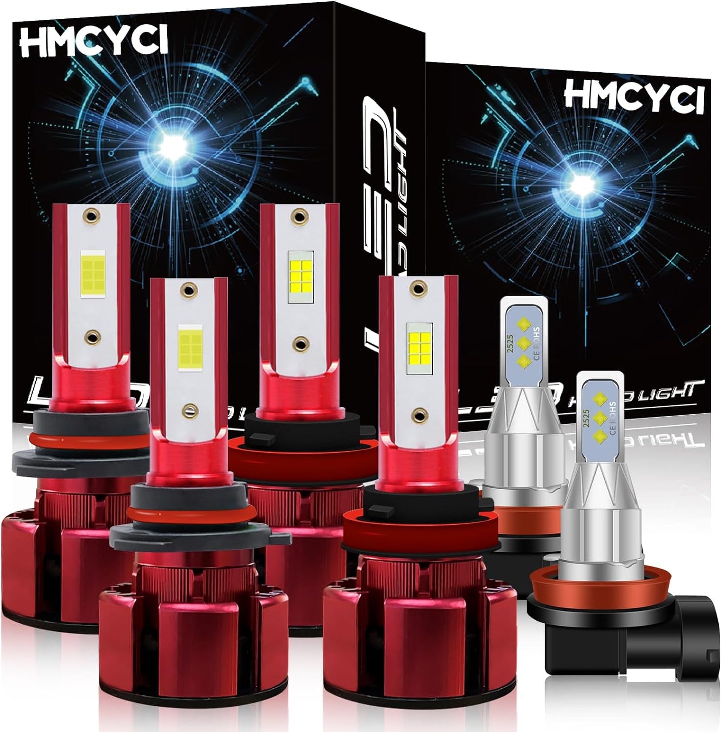 LED Headlight Bulbs Fit For MITSUBISHI Outlander Sport 2011-2019,9005 High Beam H11 Low Beam + H11 Fog Light, Super Bright 6500k Cool White, Plug and Play, Pack of 6