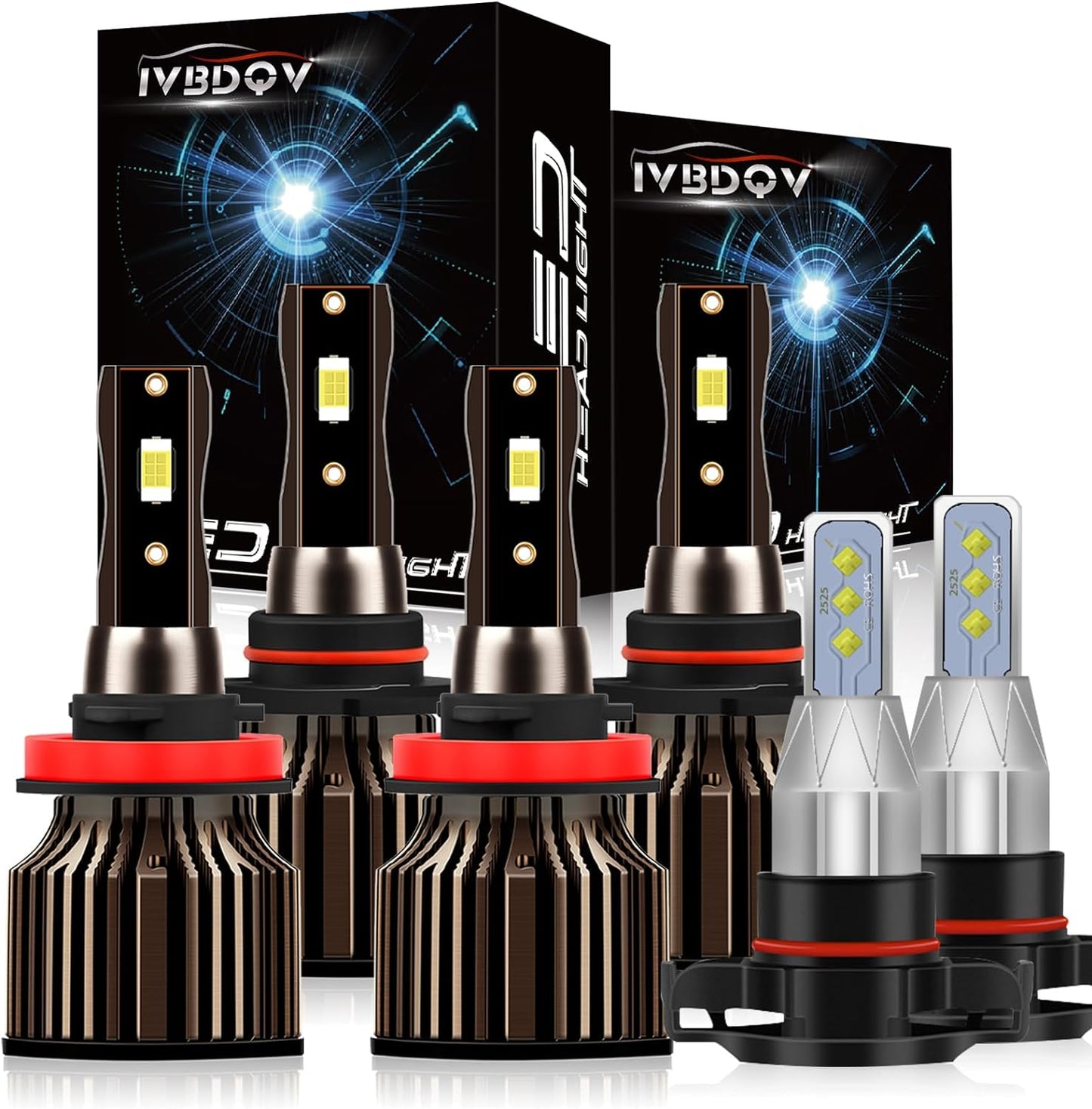 Fit (1999-2002) for CHEVROLET CHEVY SILVERADO 1500 LED Headlight Bulbs,9005/HB3 High Beam+9006/HB4 Low Beam+880 Fog Light Led Headlight Bulbs 500% Brightness 80W 36000LM 6500K Cool White 6PCS