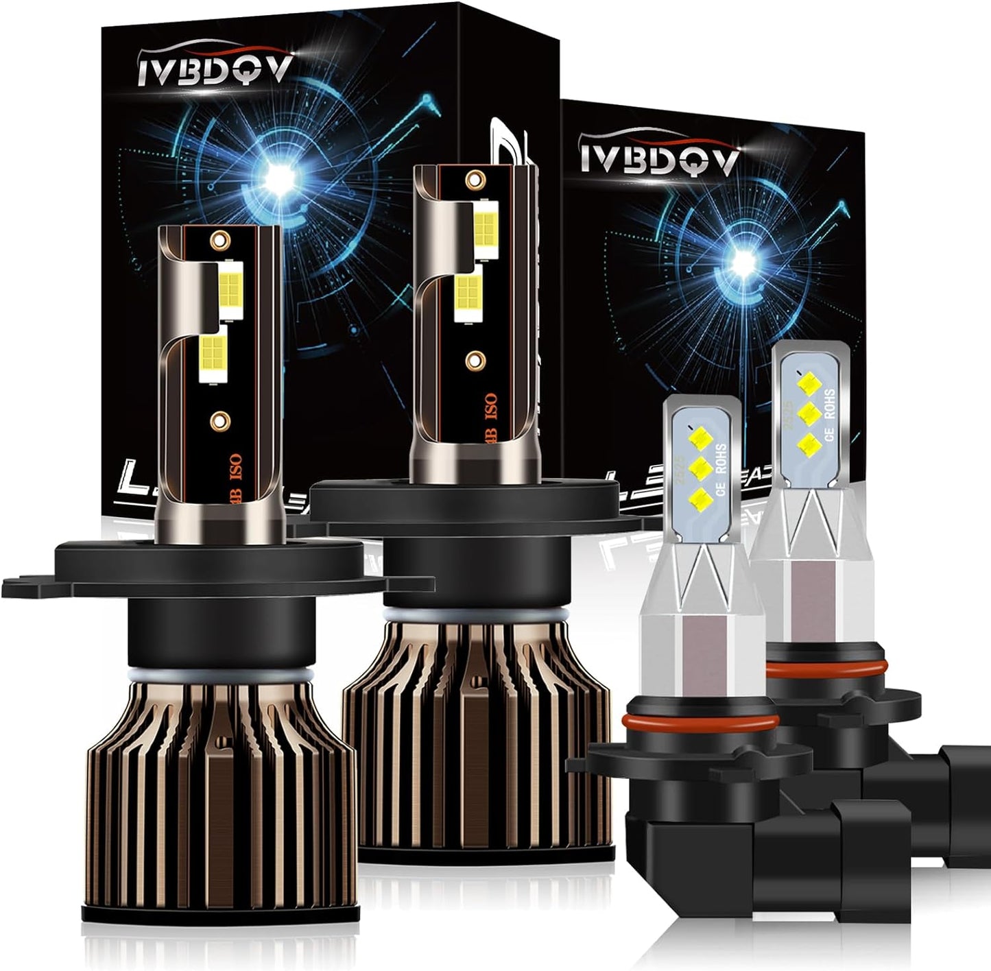 Fit (2012-2015) for TOYOTA TACOMA LED Headlight Bulbs,9003/H4 High Low Dual Beam+H11/H8/H16 Fog Light Led Headlight Bulbs 500% Brightness 80W 36000LM 6500K Cool White 4PCS
