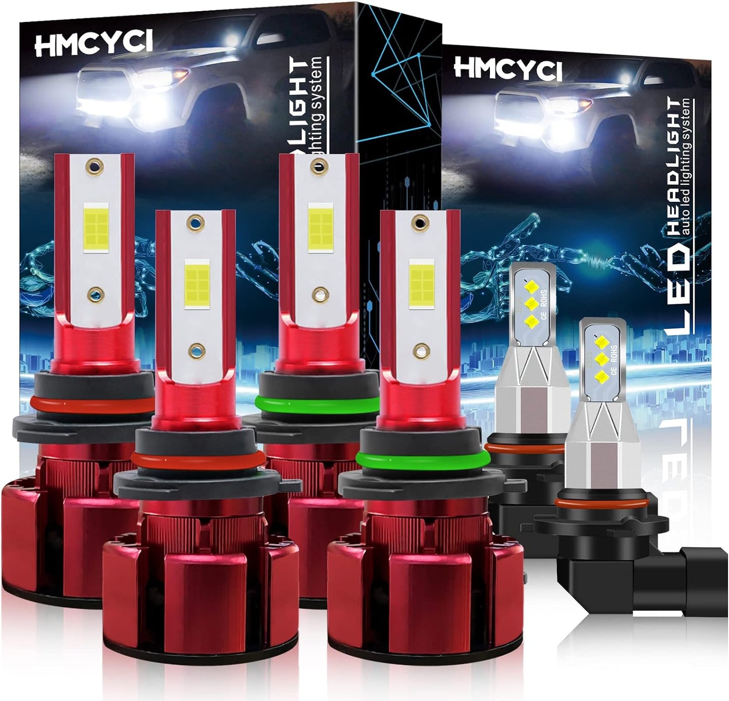 LED Headlight Bulbs Combo Fit For GMC Sierra 1500 2500 3500 2003 2004 2005 2006,9005 High Beam + 9006 Low Beam + 9145 Fog Lights,Super Bright Cool White,Plug and Play,Pack of 6
