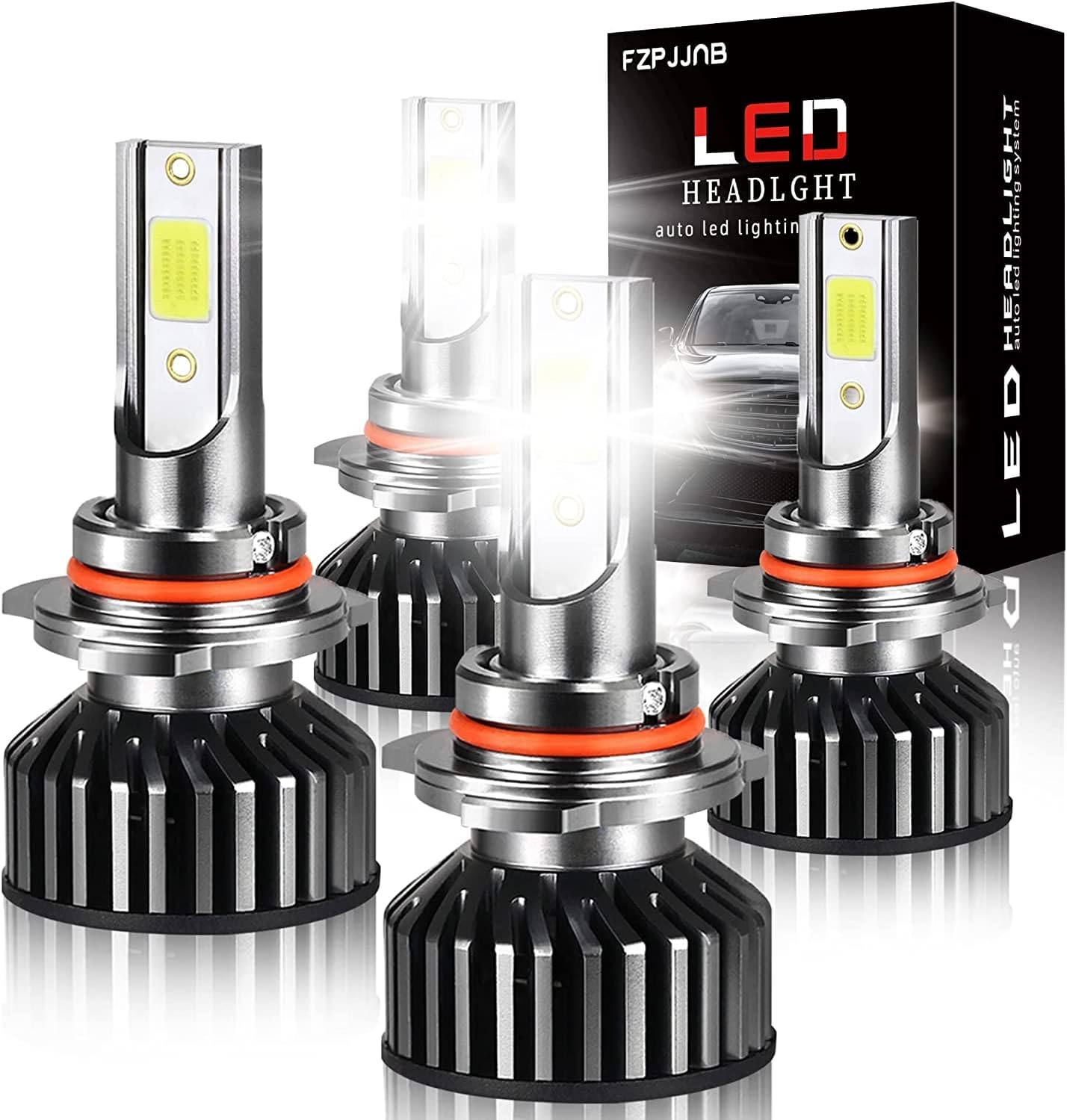 Fit for Dodge Charger 2016-2020 LED Headlight Bulbs 9005/HB3 High Beam+9005/HB3 Low Beam Combo, 300% Brightness, 6000K Cool White LED Headlamps, IP68 Waterproof, Halogen Replacements, 4PCS
