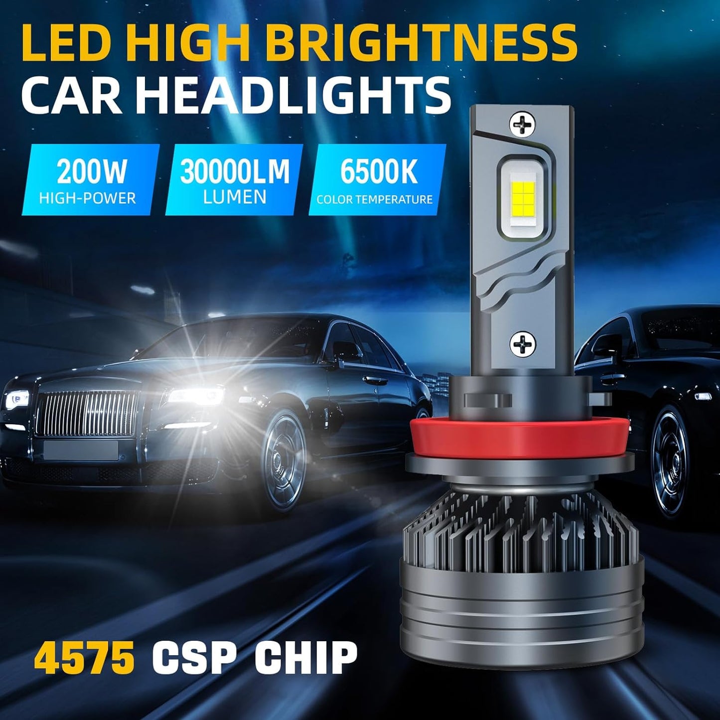 Fit for FORD F150 (2015-2020) LED Headlight Bulbs,9005/HB3 High Beam and H11/H9 Low Beam and 9140/9145/9005 fog light Led Bulbs 600% Brightness 200W 30000LM 6500K Cool White 6PCS