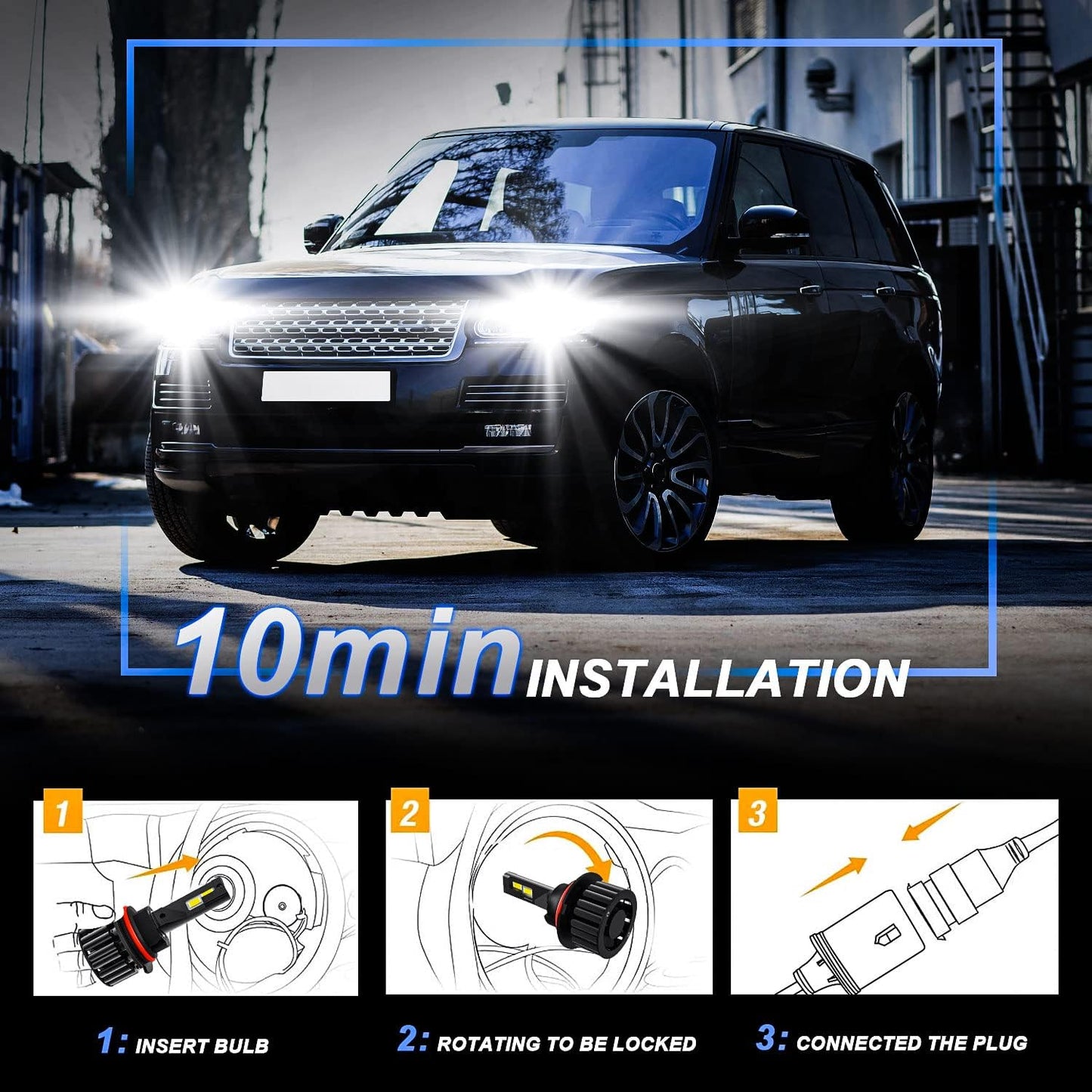 Fit for Nissan Frontier (2001-2019) LED Headlight Bulbs, Super Bright 20000LM 9007/HB5 High Beam/Low Beam, Plug-n-Play LED Headlamps, 6500K Cool White Halogen Replacement Kits, Pack of 2