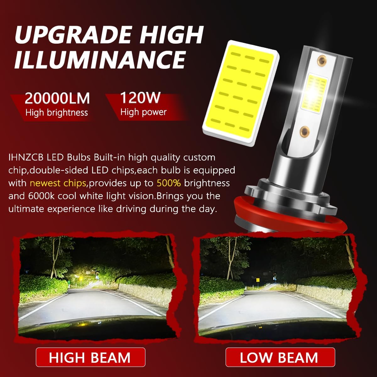 Fit for Chevrolet Silverado 1500(2007-2015) Chevy Silverado 2500 HD 3500 HD(2007-2019) Combo 9005 High Beam H11 Low Beam LED Headlight + 5202/H16 Fog Light Bulbs Kits,6000K Super Brighter