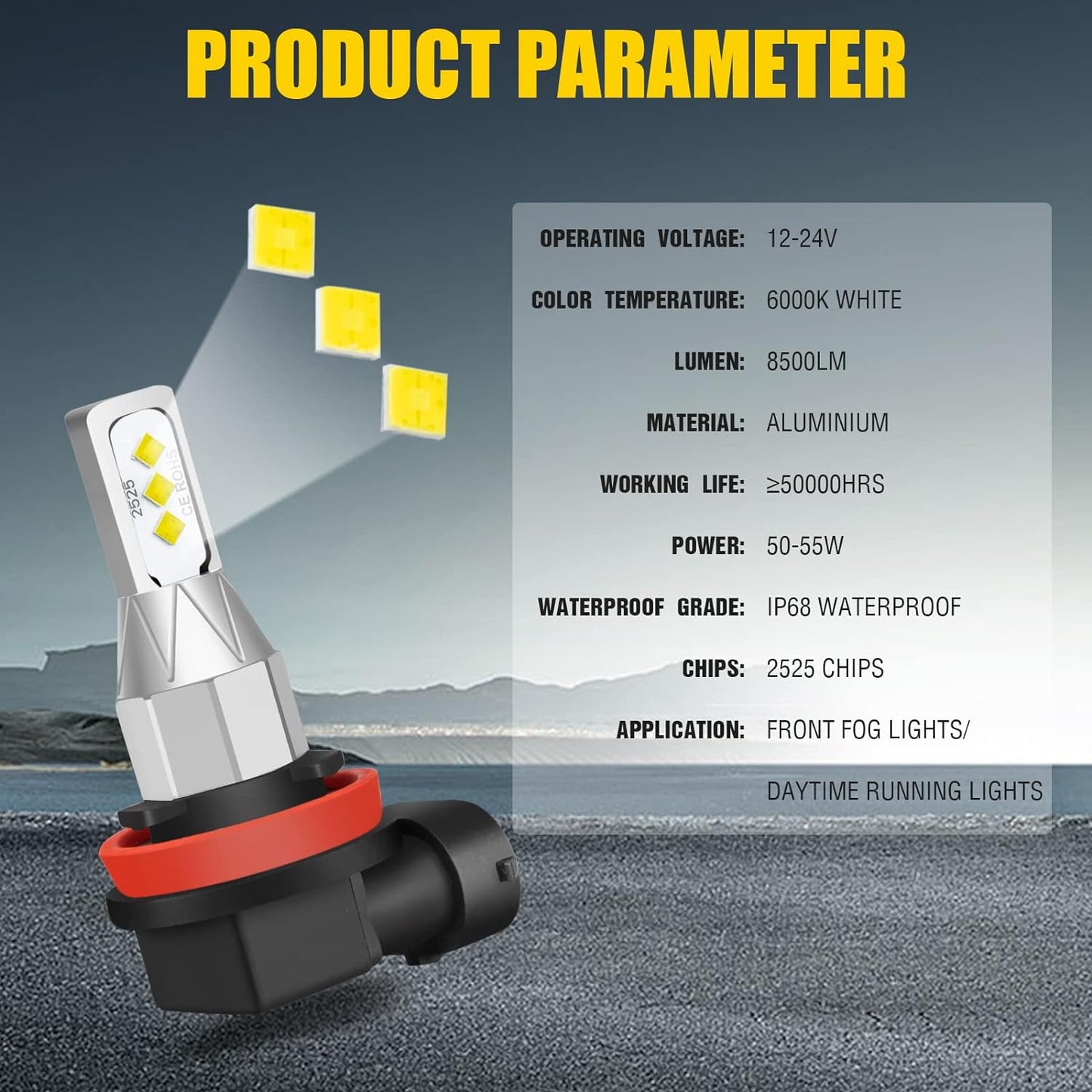 9005 HB3 Hi/Lo Headlight Bulbs+H11 H9 H8 Fog Lights,fit for 【2014-2020】 Dodge Durango,6000K Bright 2,0000LM 75W Halogen Repalcemnt Bulbs,5 Min Plug-N-Play,IP68 Light Bulbs,Pack of 6