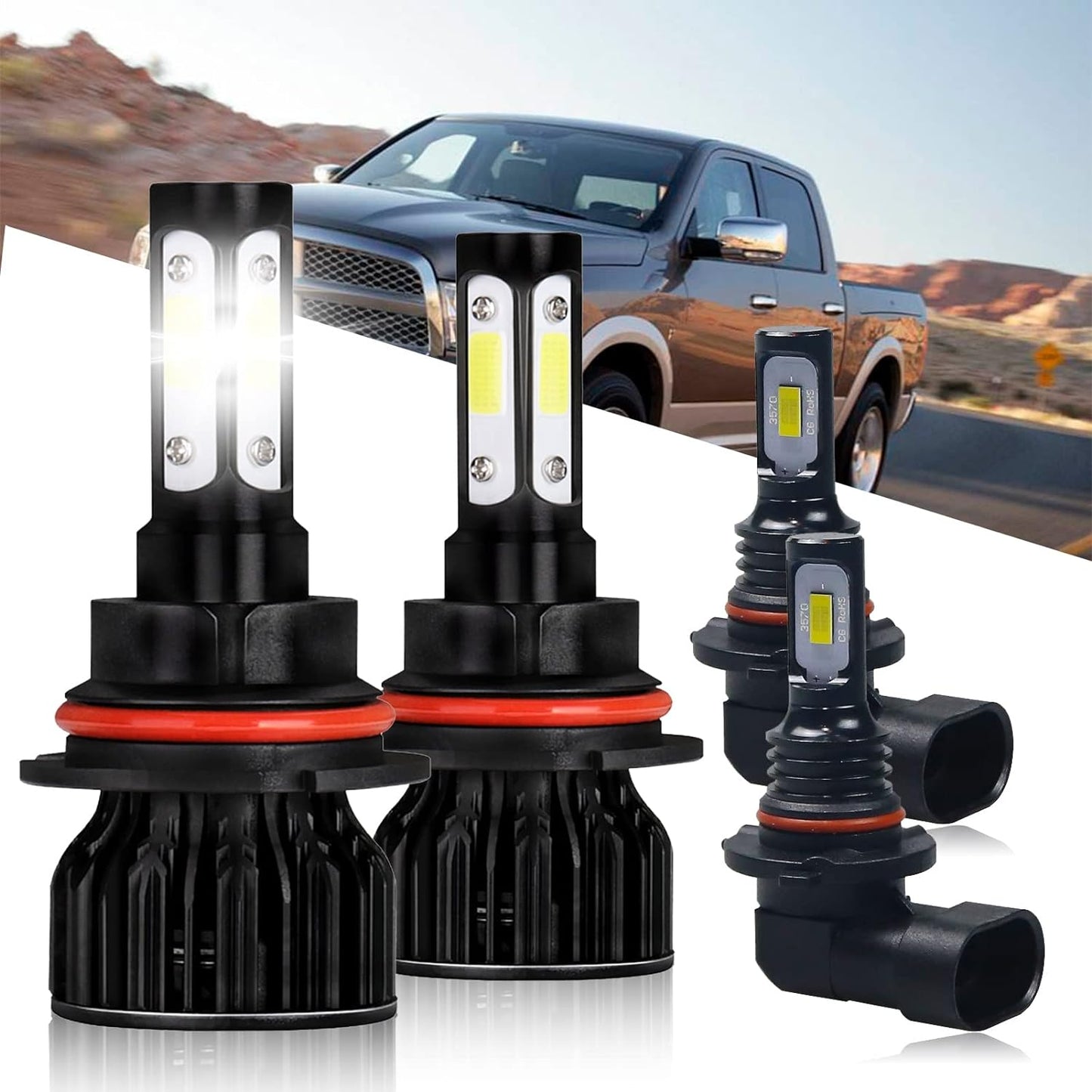 LED Bulbs Fit for Toyota tacoma (2016-2022), H9 High Beam+H11 Low Beam+H11 LED Fog Light Bulbs, 6000K Cool White 11000LM Super Bright, Pack of 6