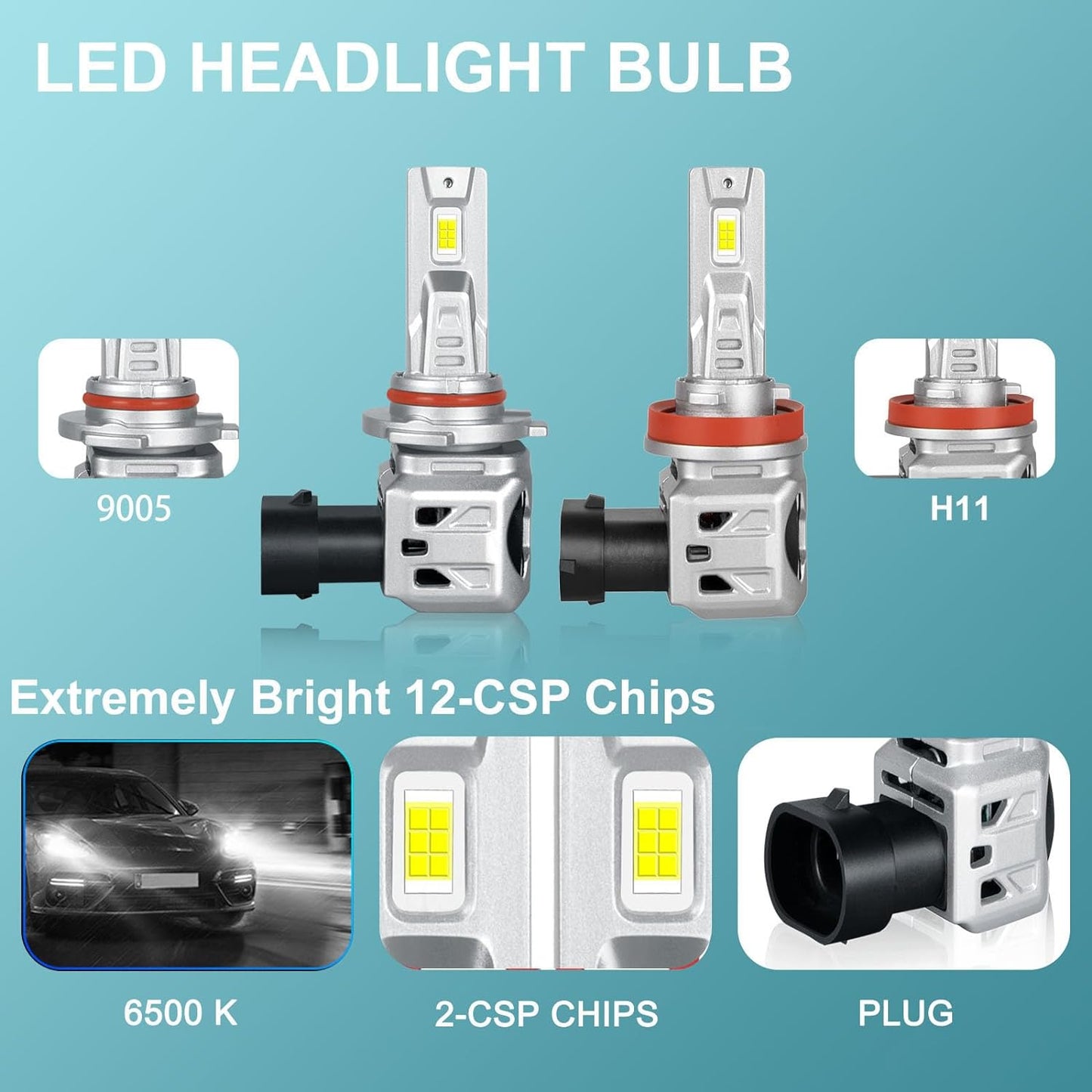 Fit for Ford F150 2015-2023 Led Headlight Bulbs, 9005 H11 Led headlights Hi&Lo Beam+9140 Led Fog Lights, 800% Super Bright 9005 H11 9140 Light Bulbs, 9005 H11 9140 Bulbs for Safer Driving, 6pcs