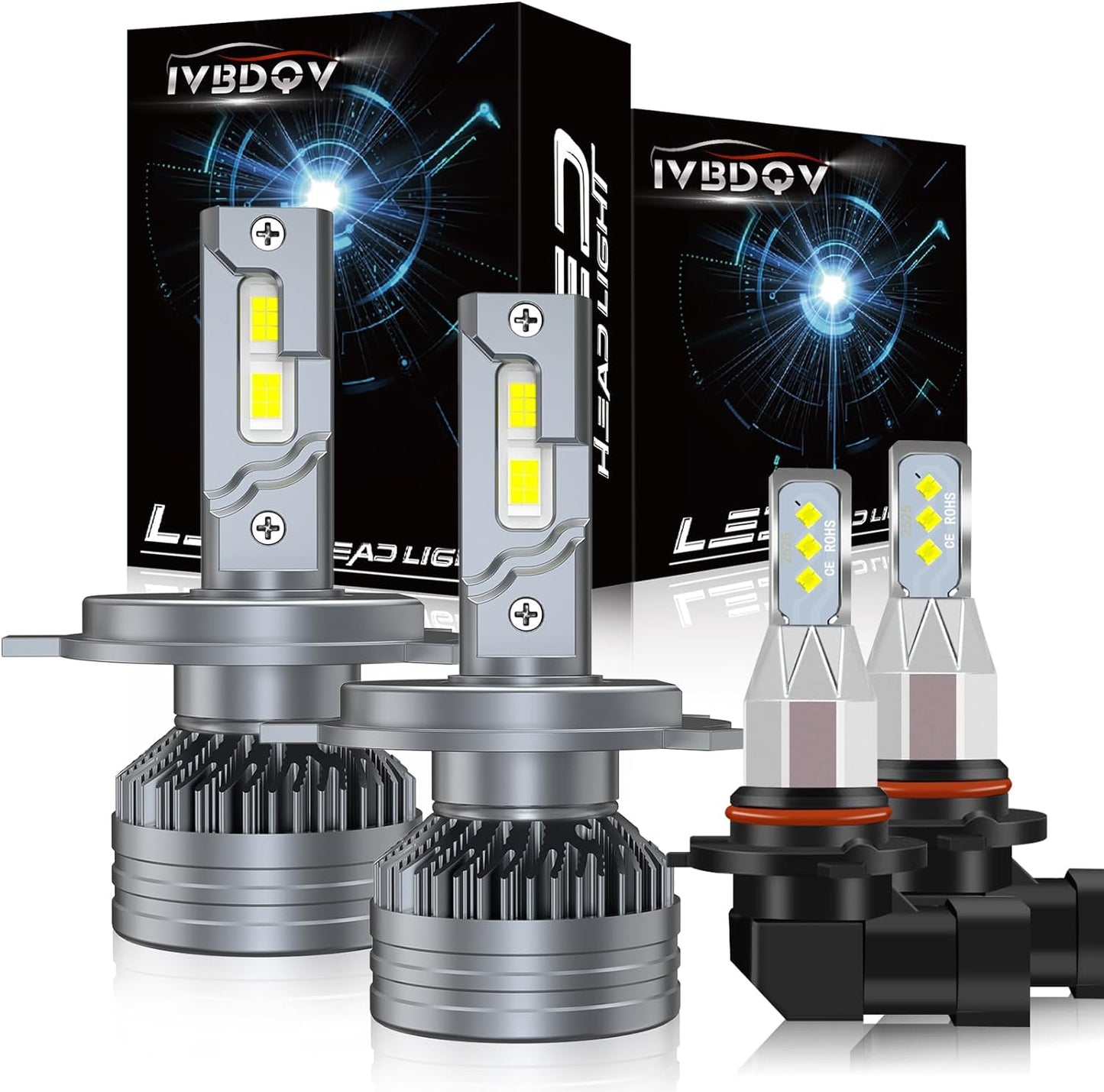 Fit (2000-2006) for TOYOTA TUNDRA LED Headlight Bulbs,9003/H4 High Low Dual Beam+9006/9005/9145 fog light Led Bulbs 600% Brightness 200W 30000LM 6500K Cool White 4PCS