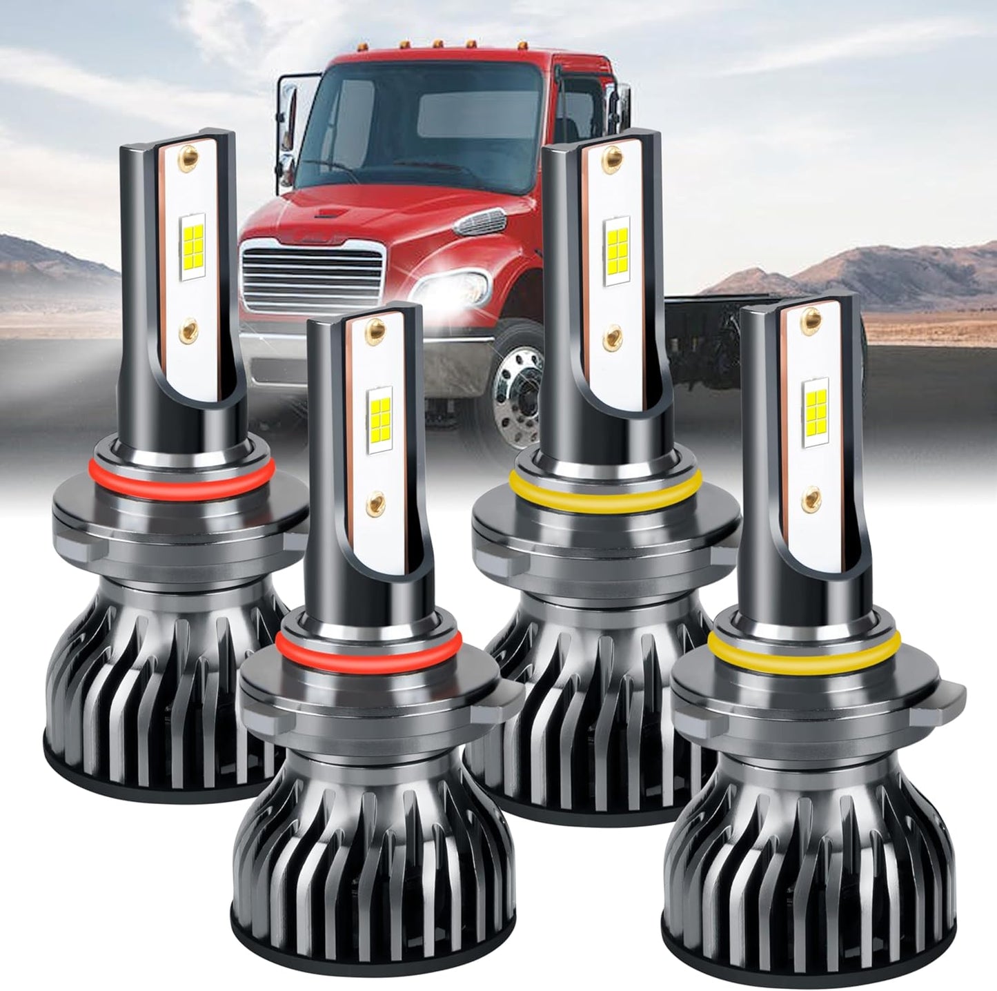 Fit for 2002-2017 Freightliner M2 100 106 112 Headlight Bulbs,9005+9006 LED Headlights Bulbs,6000K 120W 36000LM Cool White 500% Extremely Bright,IP68,4PCS