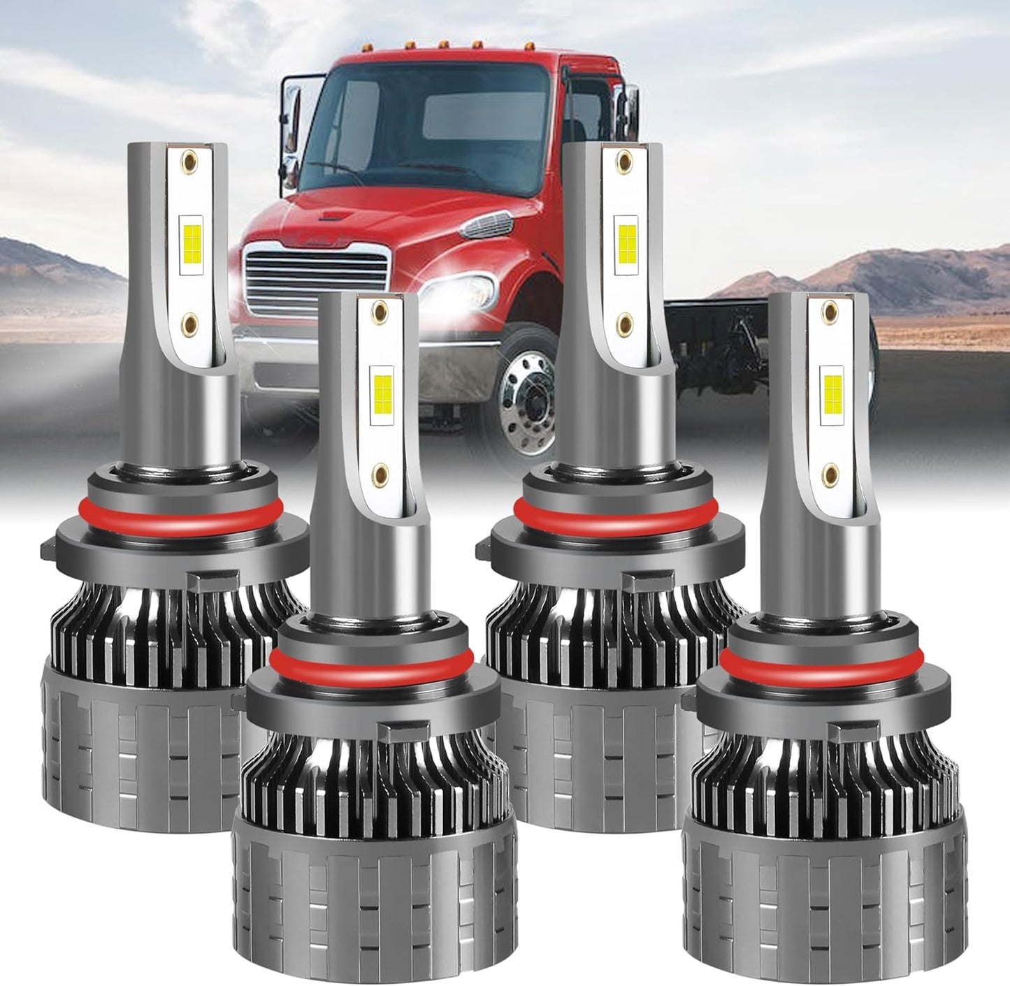 Fit for 2002-2017 Freightliner M2 100 106 112 Headlight Bulbs,9005+9006 LED Headlights Bulbs,6000K 120W 36000LM Cool White 500% Extremely Bright,IP68,4PCS