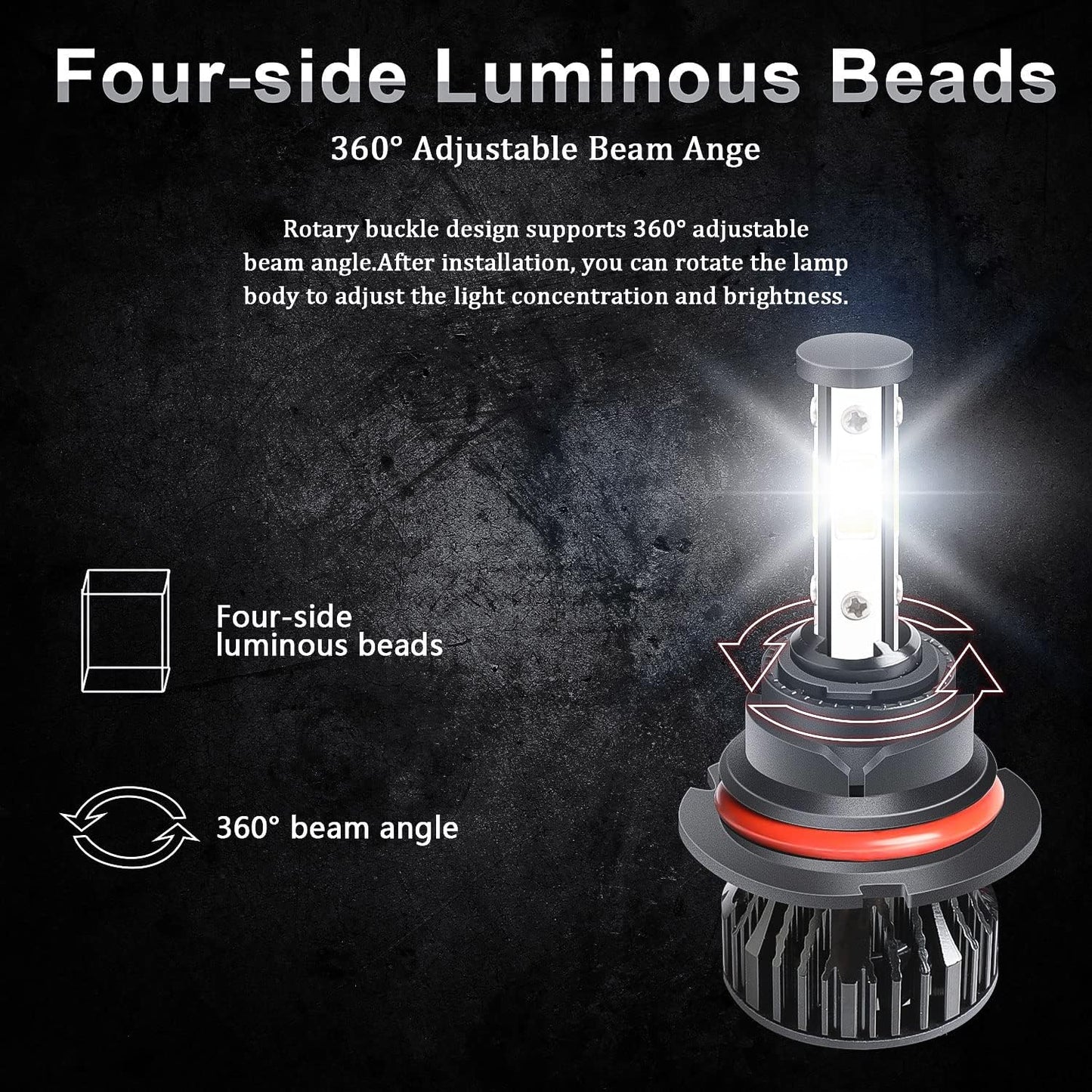 9007/HB5 LED Headlight Bulbs Fit For Mack CH CHU613 CH600 CH613/Mack CL700 RD600 RD690S RD688,Ultra Brighter 6000K 30000LM 80W High Beam Low Beam,Plug N Play,IP68,Pack of 2